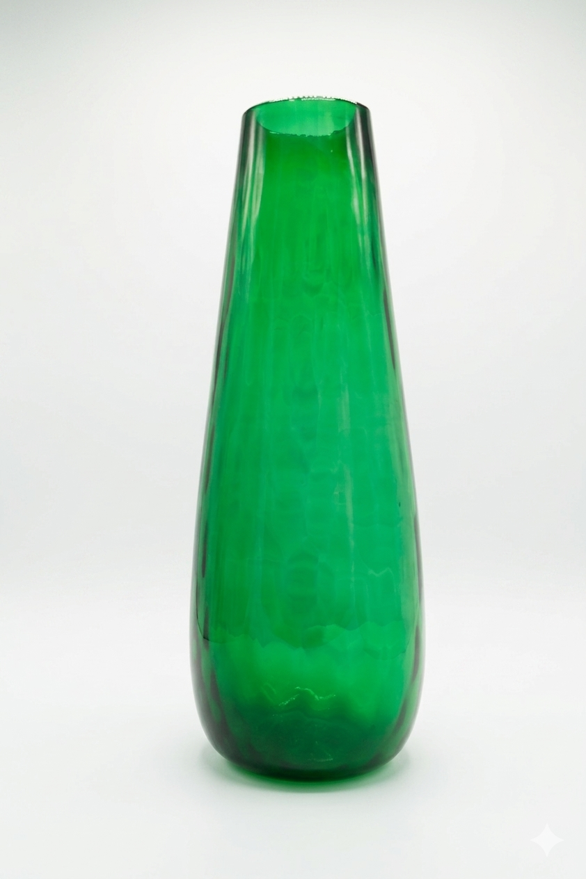 Patterned Green Glass Vase Large