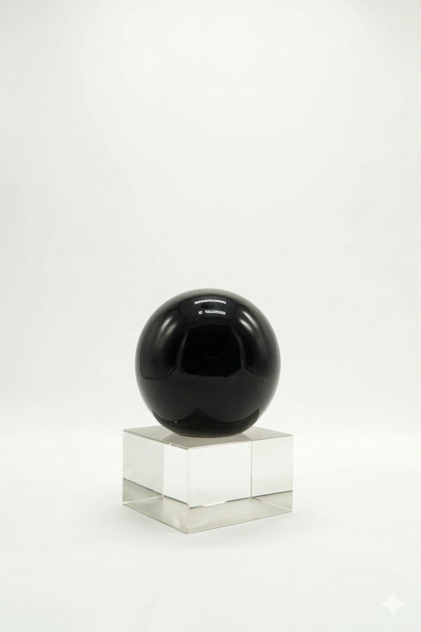 Glass Paperweight Black Clear Glass