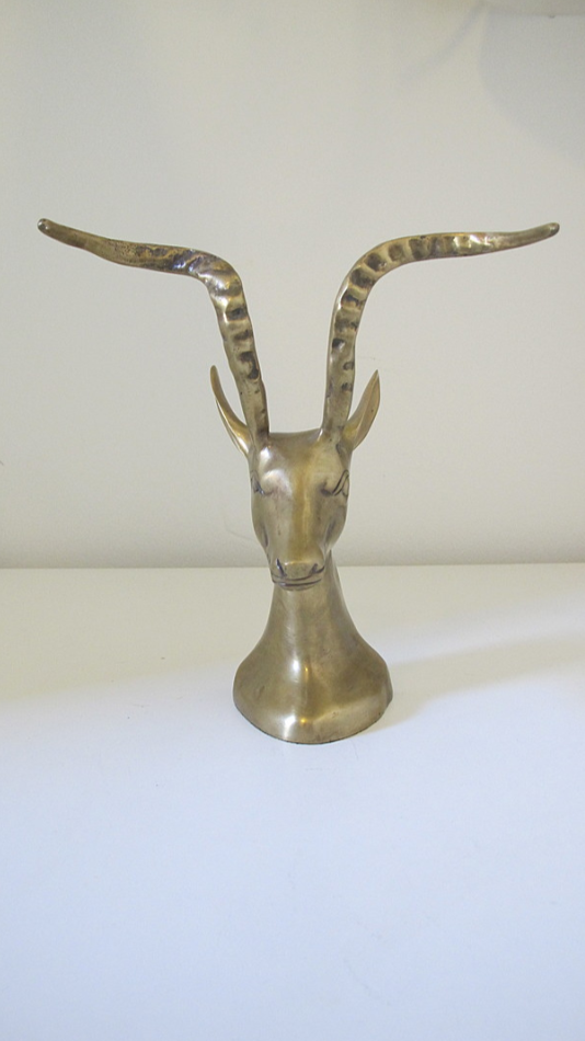 Brass Gold Deer Head Sculpture-Bookends