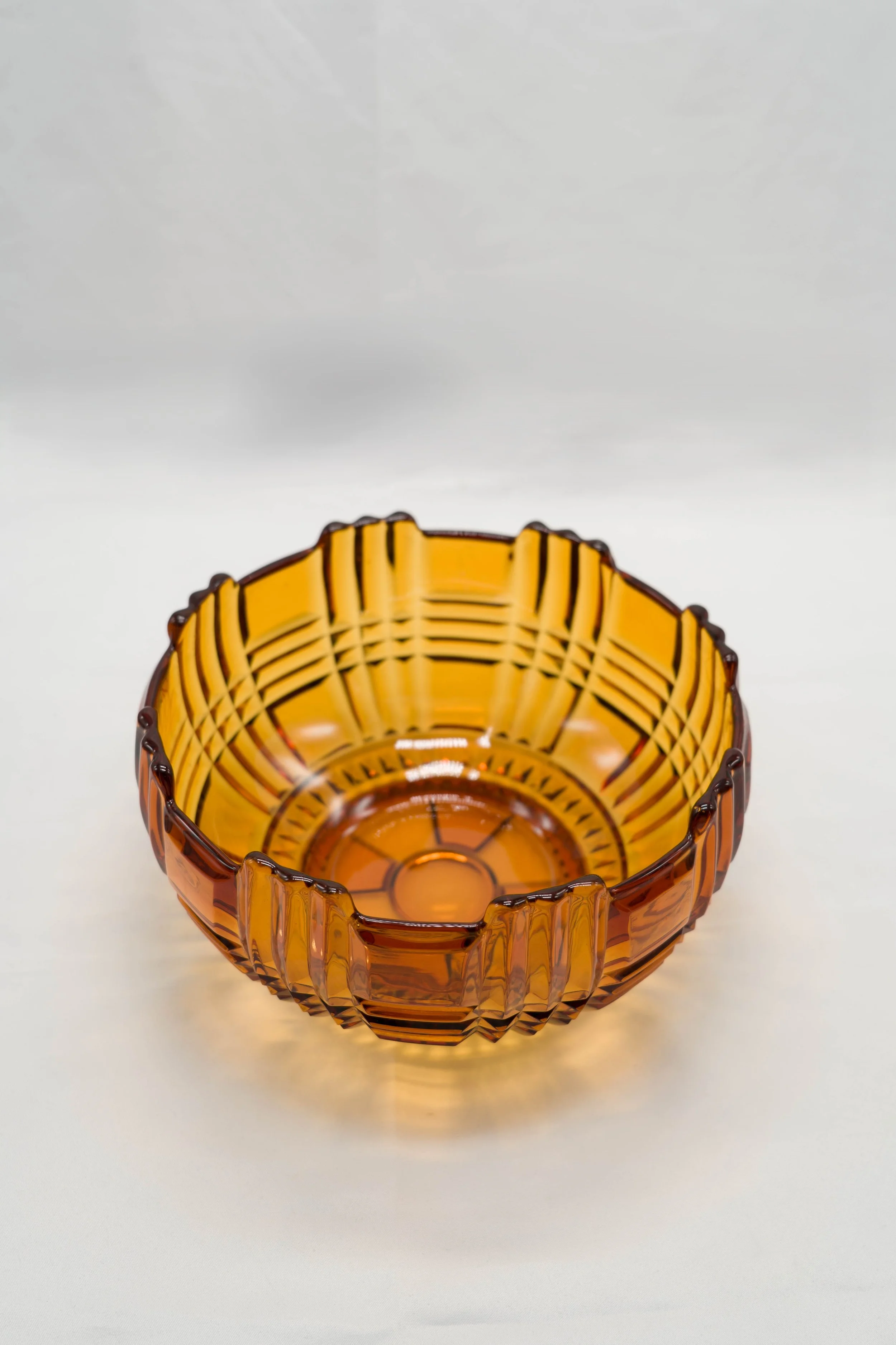 Art Deco Amber Pressed Glass Bowl