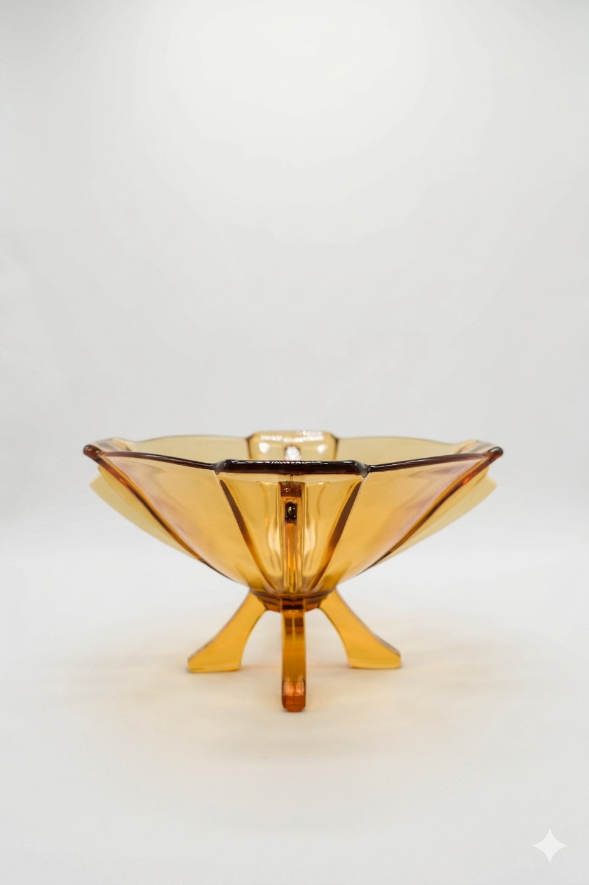 Amber Art Deco Style Footed Bowl