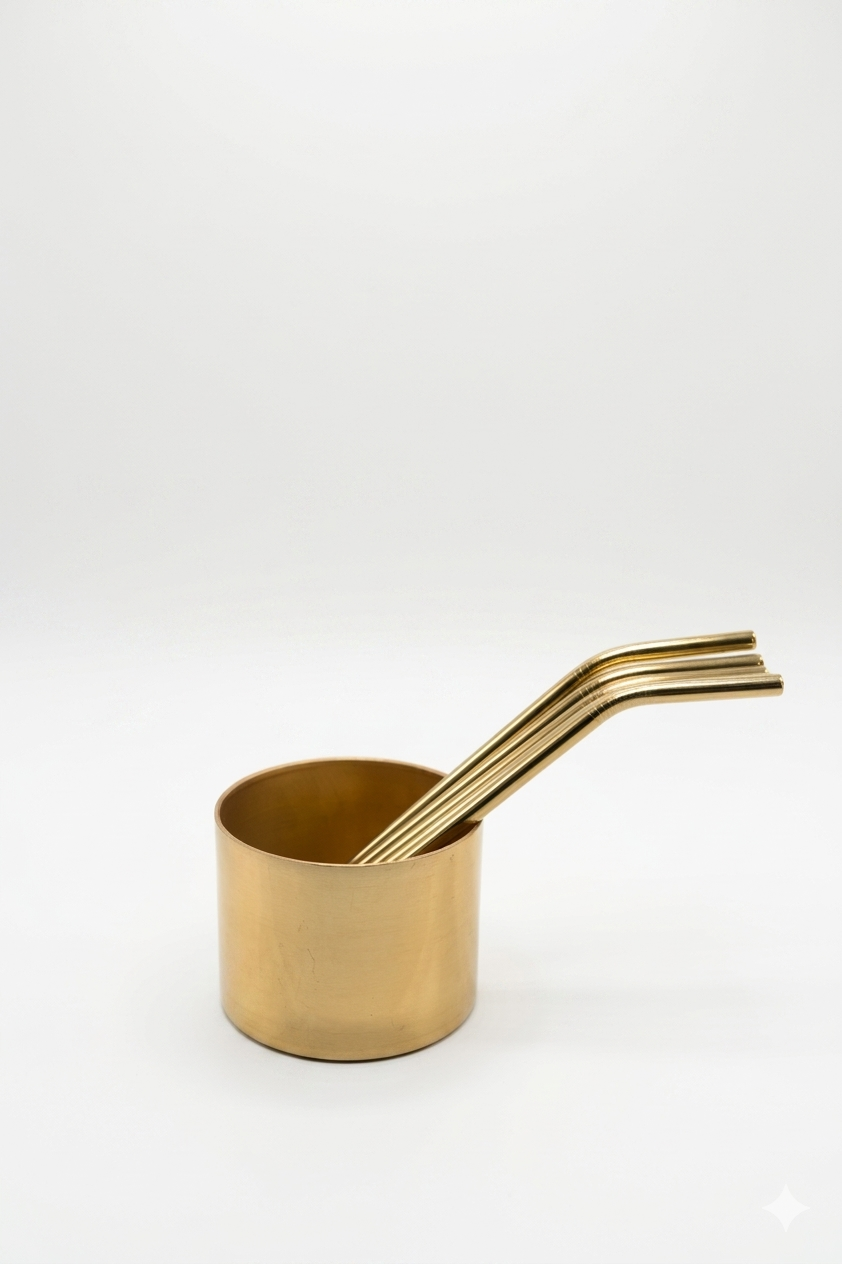 Brass Gold Straws - Set of 5