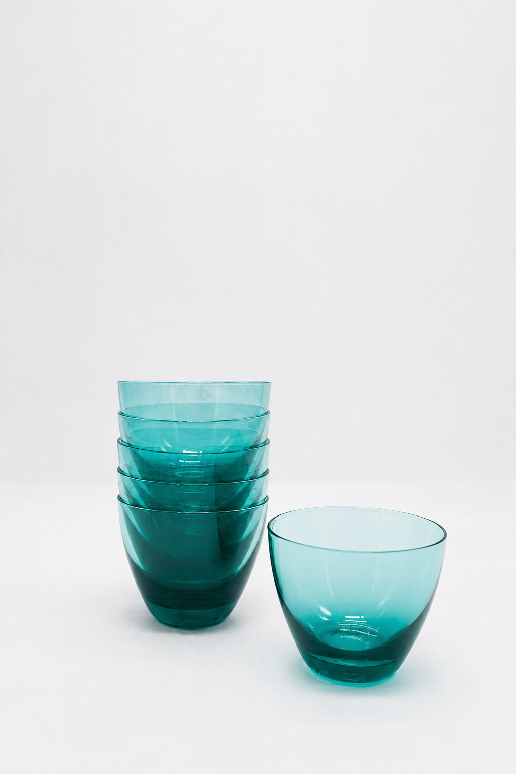 Mid Century Modern Teal Glass Tumbler Set