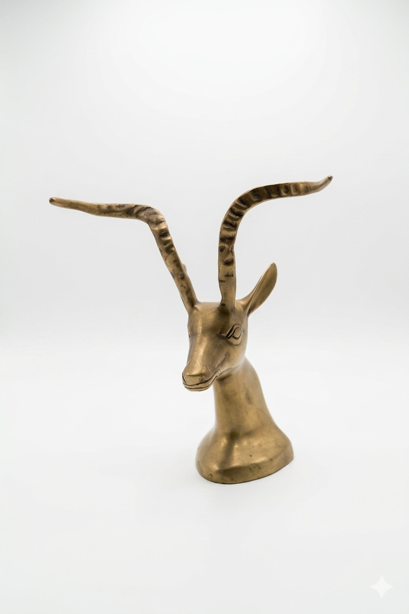 Brass Gold Deer Head Sculpture-Bookends