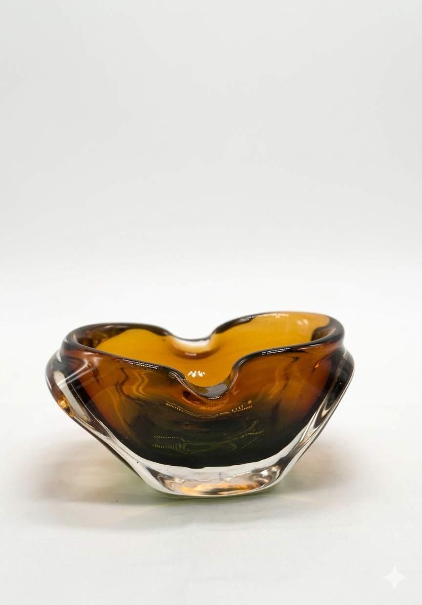 Amber Glass Antique Ashtray