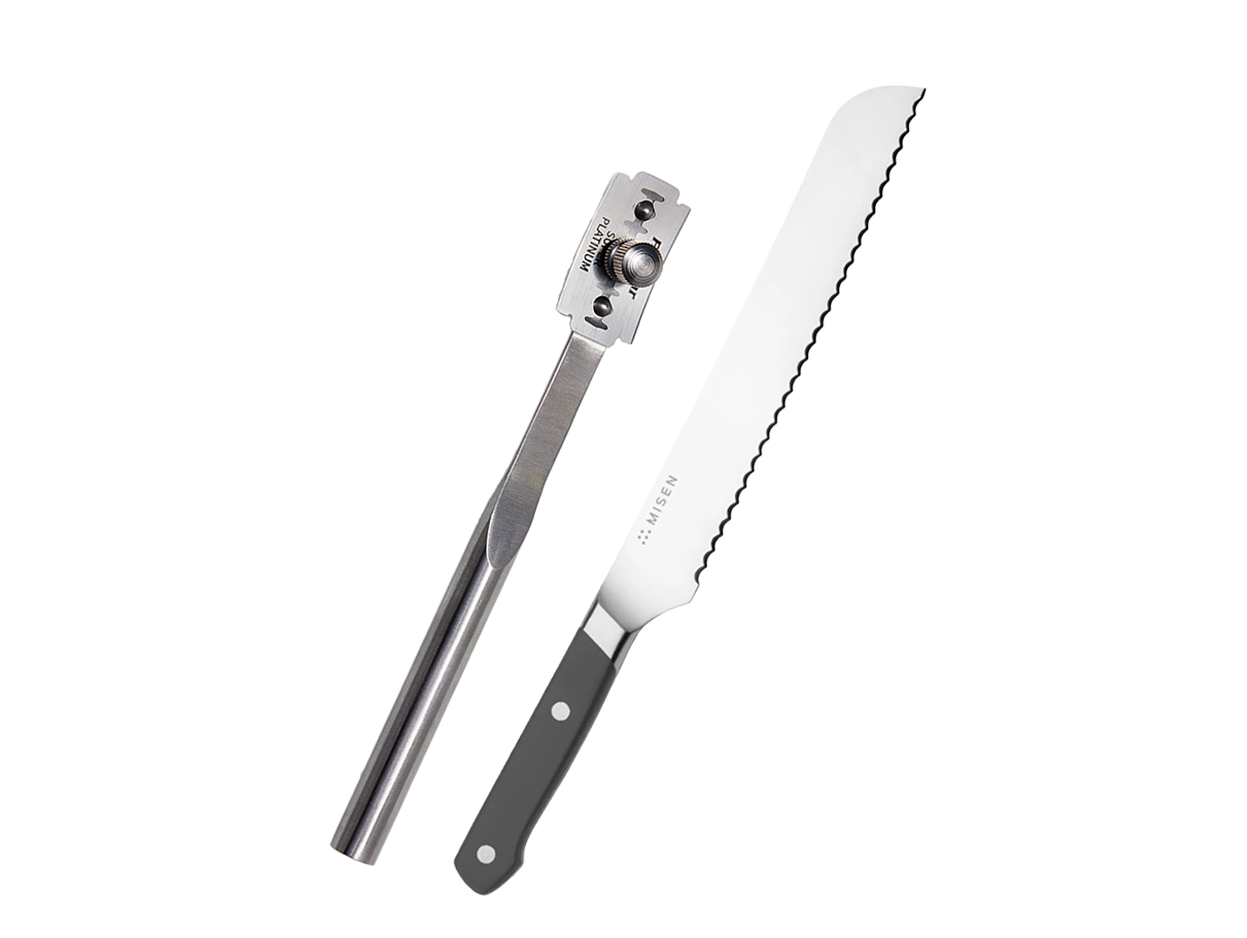 A razorsaw with a black handle and a silver blade next to a Japanese-style hand saw with a silver, serrated blade and a black handle.