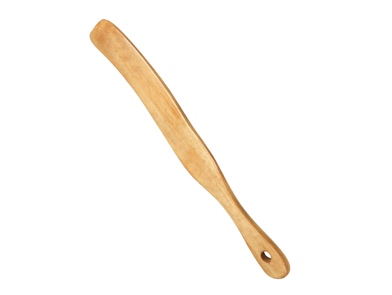 Wooden spatula with a hole in the handle