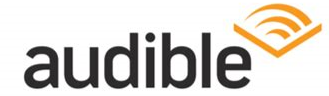 Audible logo with the word 'audible' in lowercase black letters and an orange icon resembling sound waves.