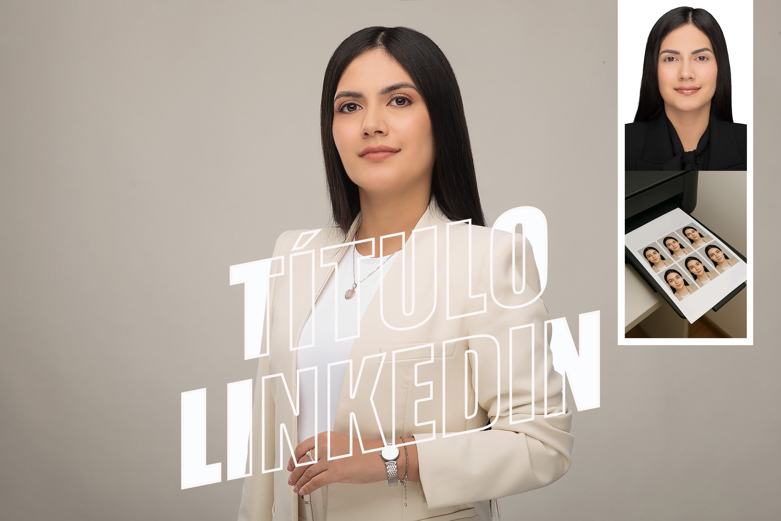 Foto pasaporte para tu título profesiona y fotos para Linkedin. Incluye impresiones tamaño pasaporte