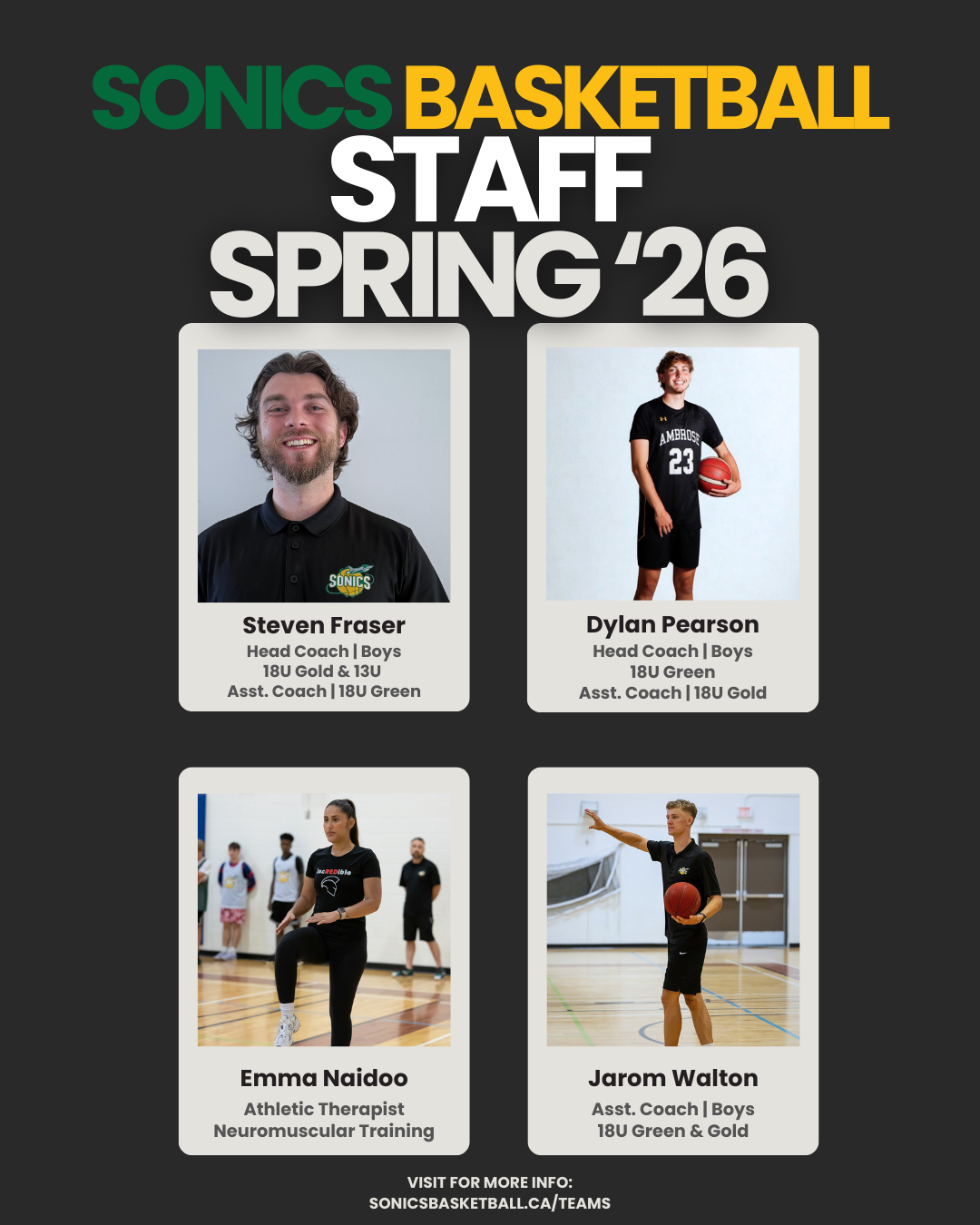 Basketball team in light blue jerseys in a gymnasium listening to their coach during a timeout.