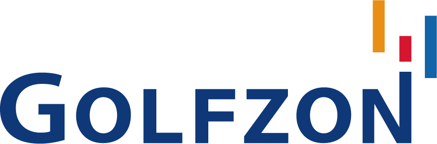 Golfzon logo with stylized colored lines and text
