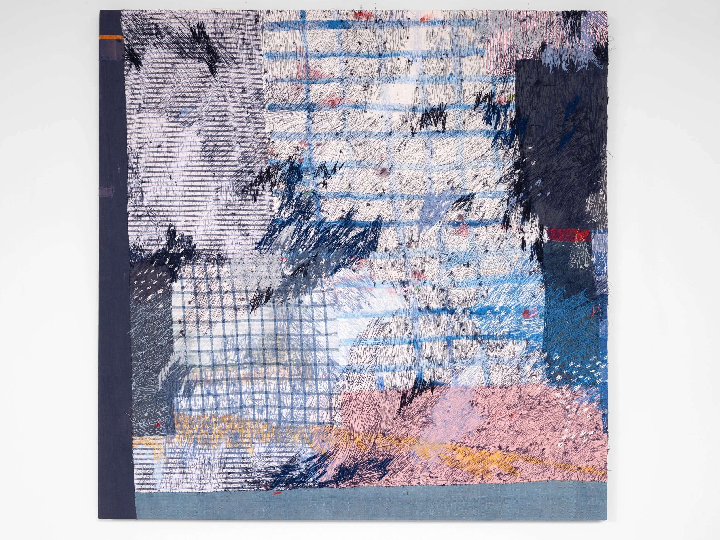 'The unquiet days'
Antique textiles, cotton thread, acrylic paint
102 x 102cm