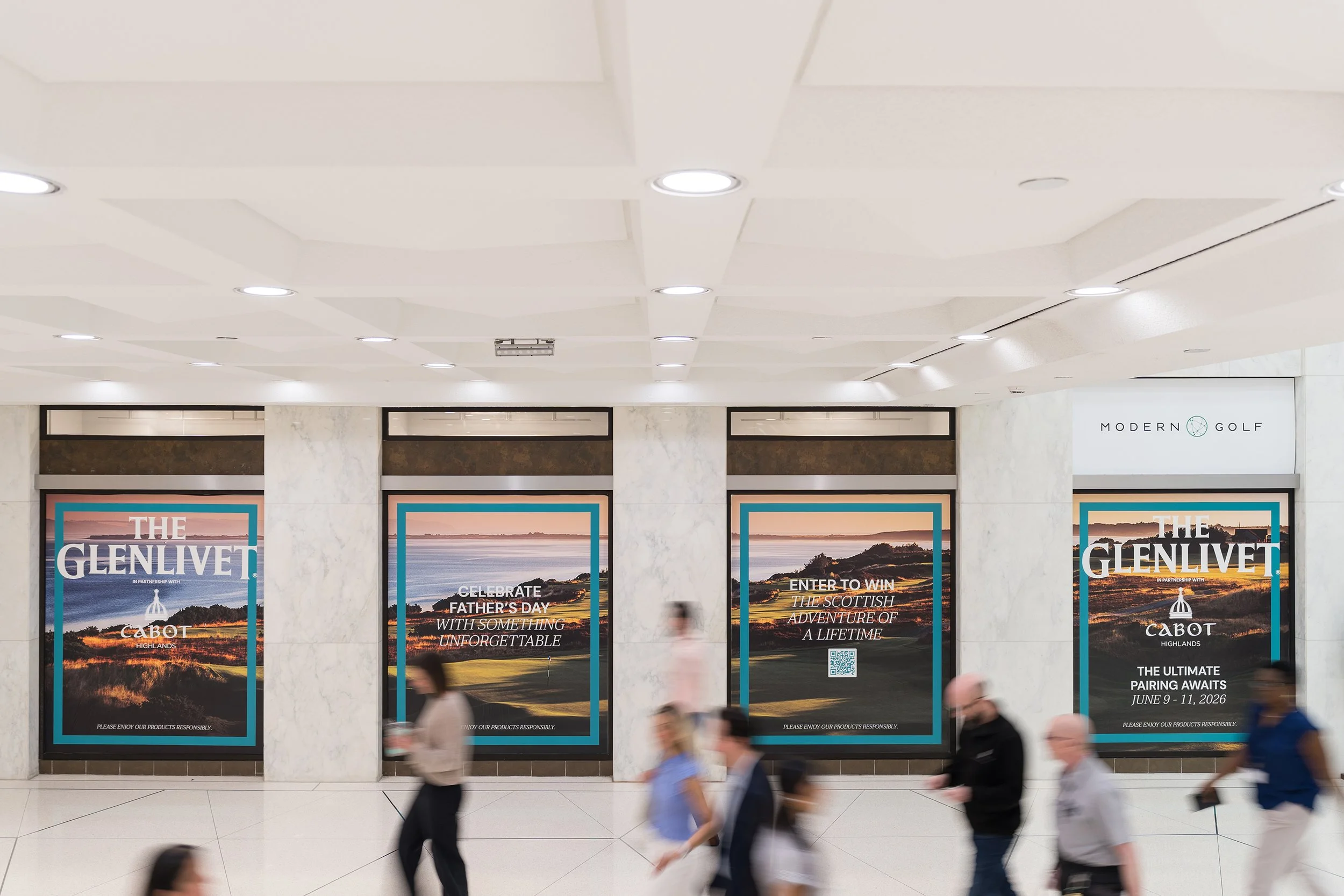 The Glenlivet campaign installation featuring branded displays in a public space.