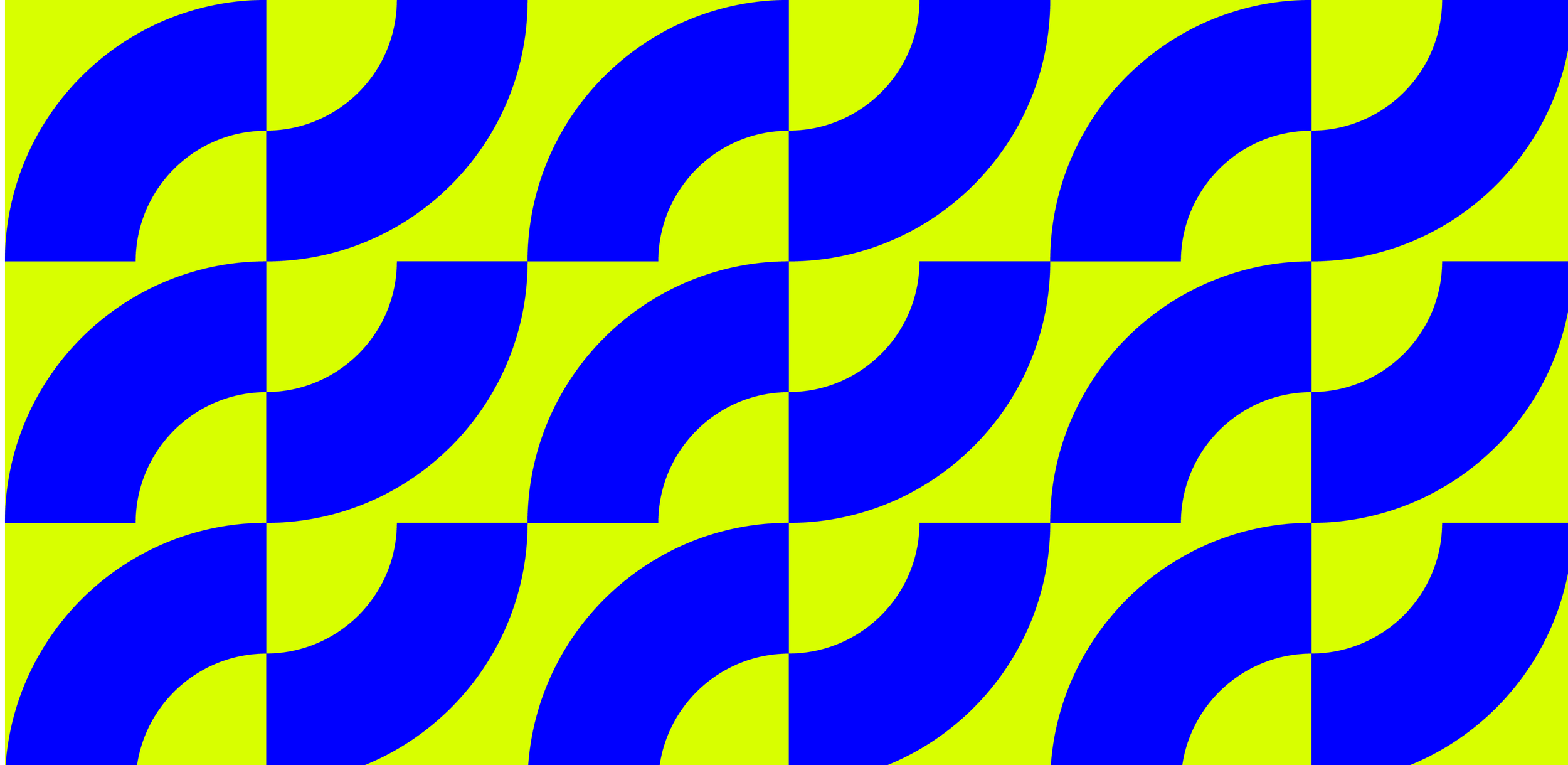 A colorful geometric pattern consisting of repeating shapes in blue and lime green, creating an optical illusion effect.