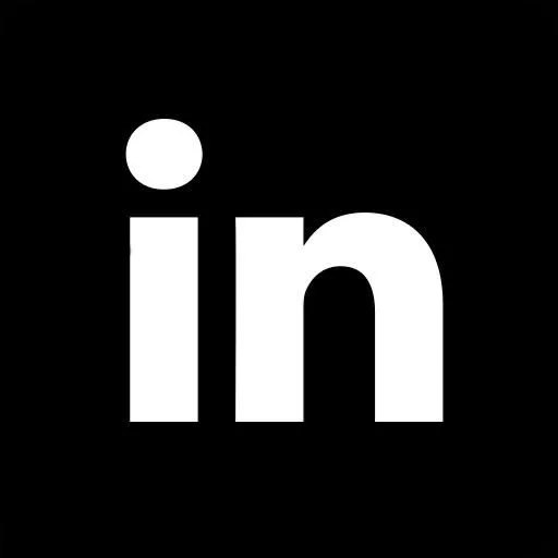 LinkedIn logo with a black background and white lowercase letters 'in'.