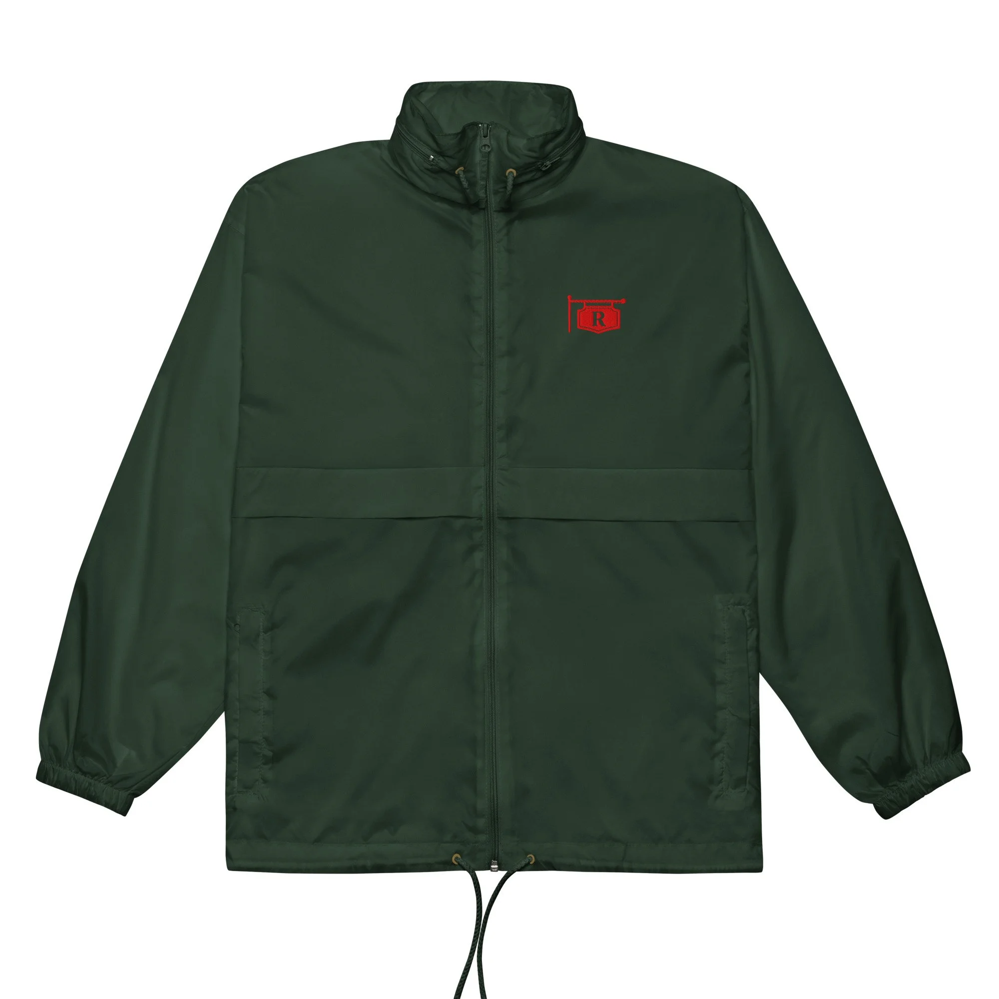 basic-unisex-windbreaker-forest-green-front-68c1b16042ce5.jpg
