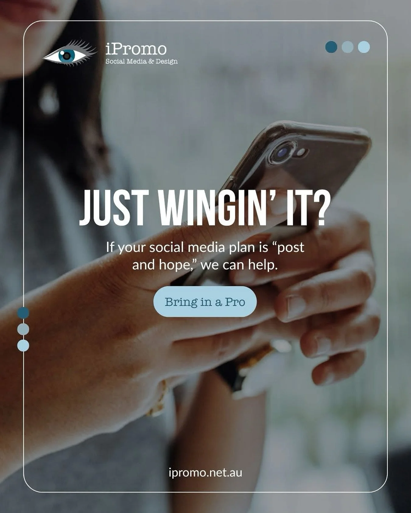 Still just wingin&rsquo; it with your socials?
If your strategy is &lsquo;post and hope&rsquo;, it&rsquo;s time for a smarter plan!

We create purposeful, scroll-stopping content that builds your brand and gets results. No more guessing. No more wast