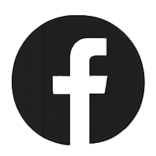 Facebook logo in black and white with a circular background