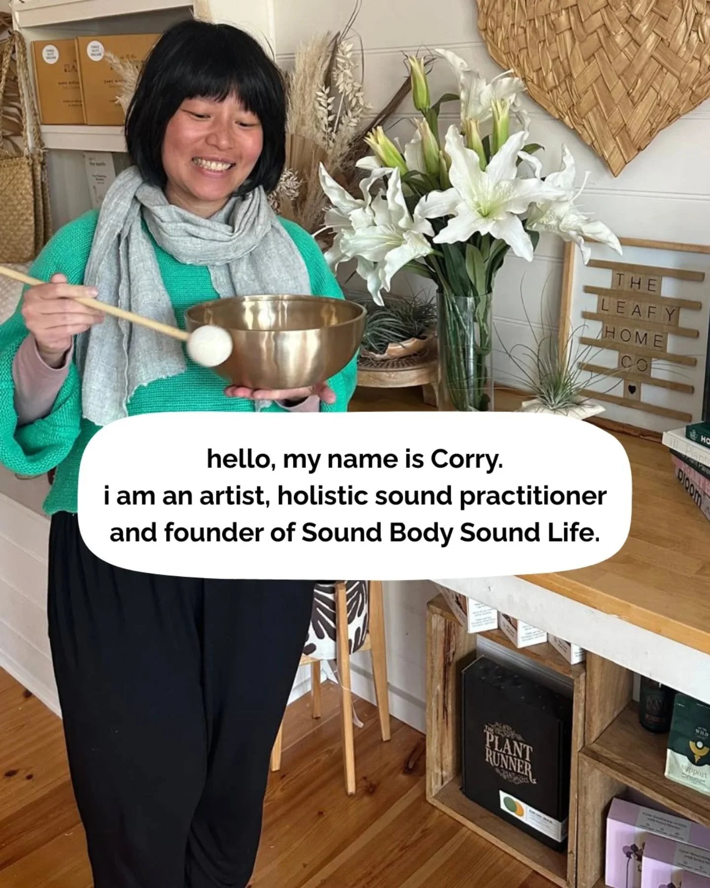 I came to share the medicine of sound because I have experienced first hand just how gentle and transformative it is.

The sound and vibrations from the singing bowls and various other instruments lull my wired, overthinking, anxious mind into a deep