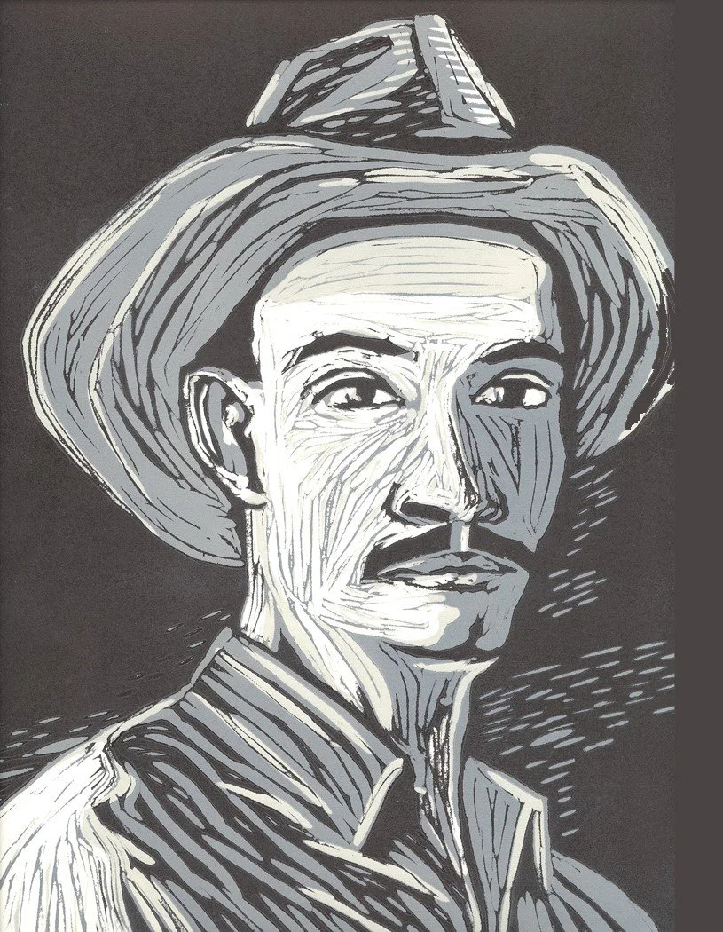 Self Portrait on Linoleum