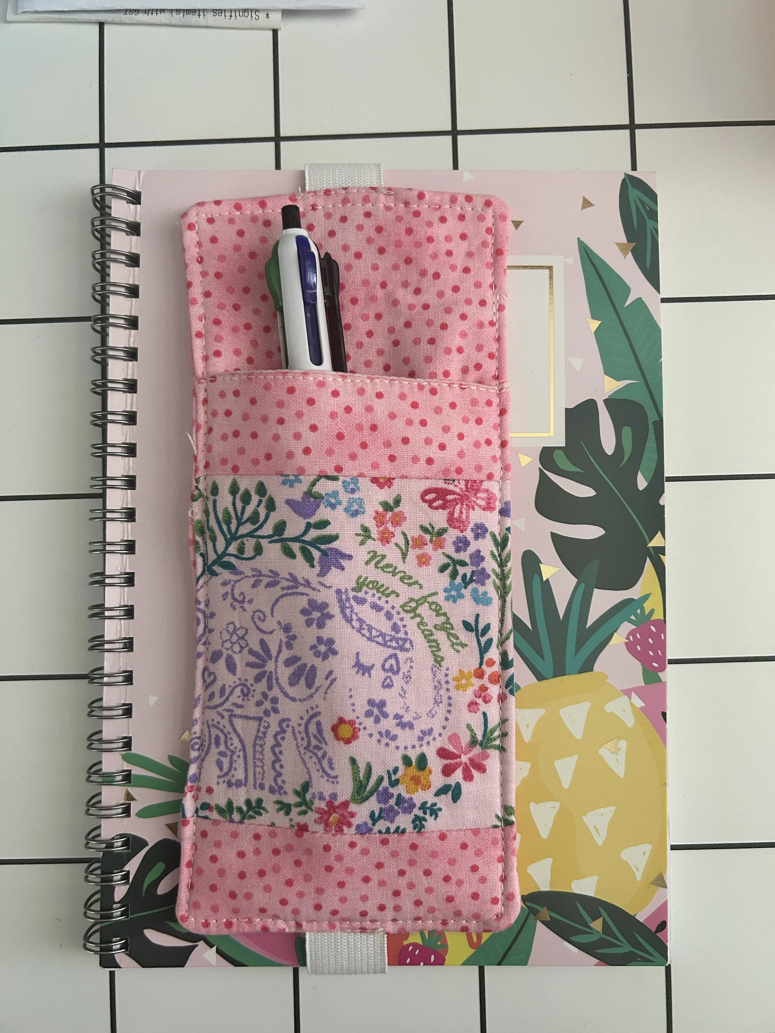 Fabric Pen Holder – “Never Forget Your Dreams” (Pink Elephant Design)