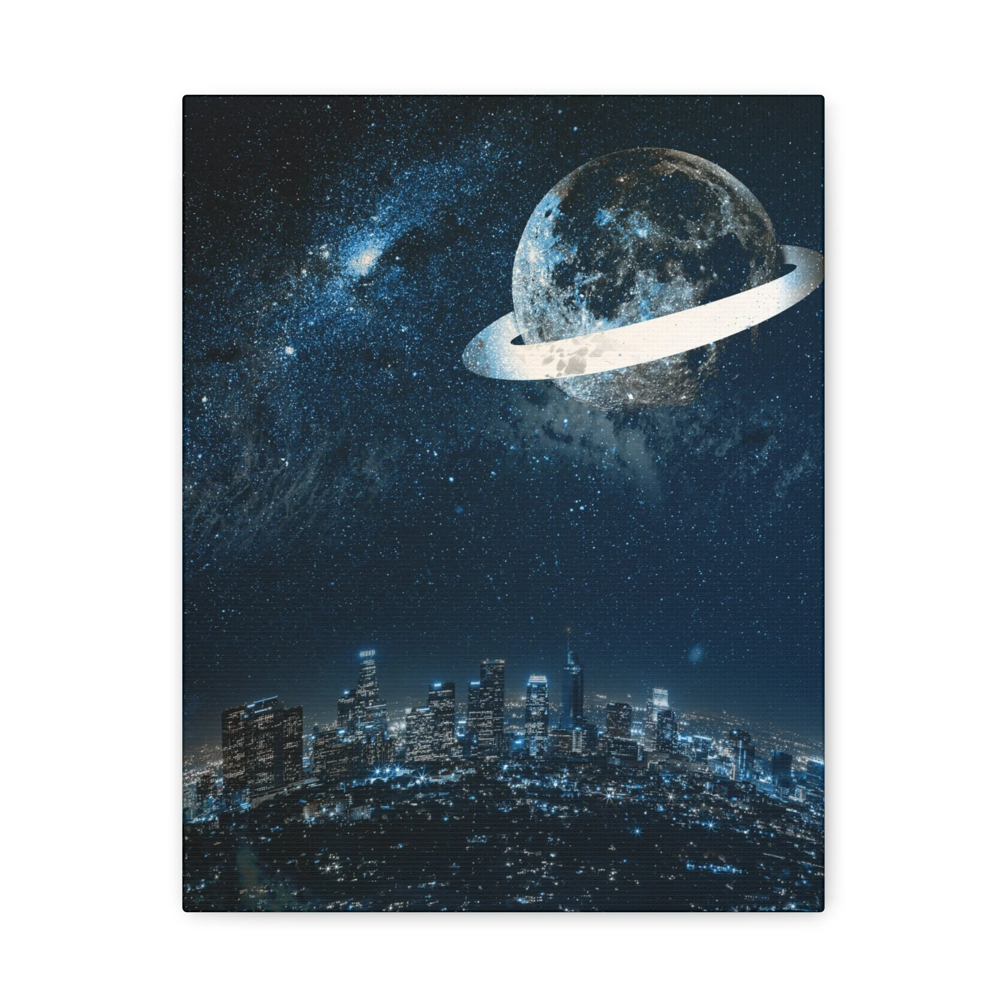 Starlight Cityscape - Celestial Moon Wall Art