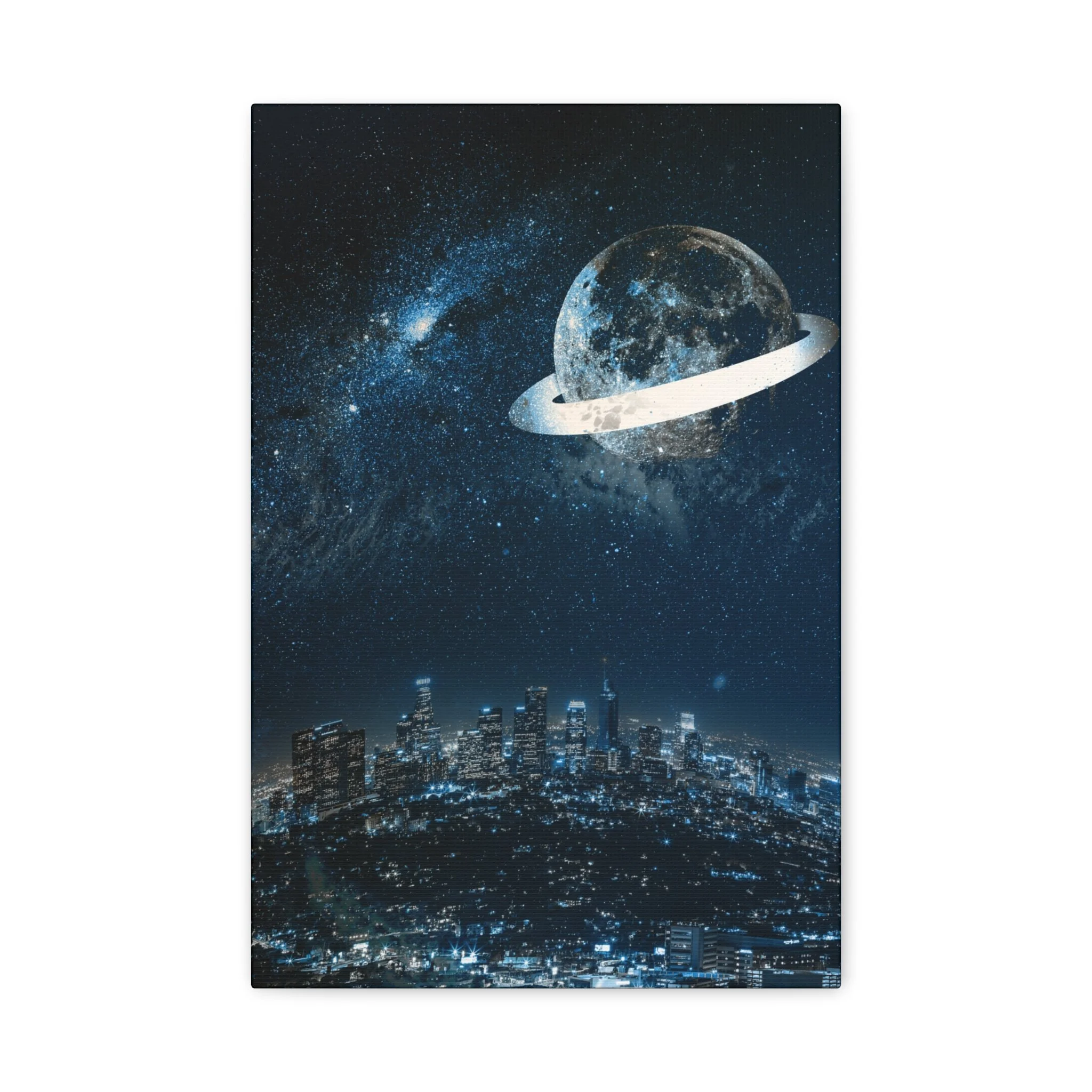 Starlight Cityscape - Celestial Moon Wall Art