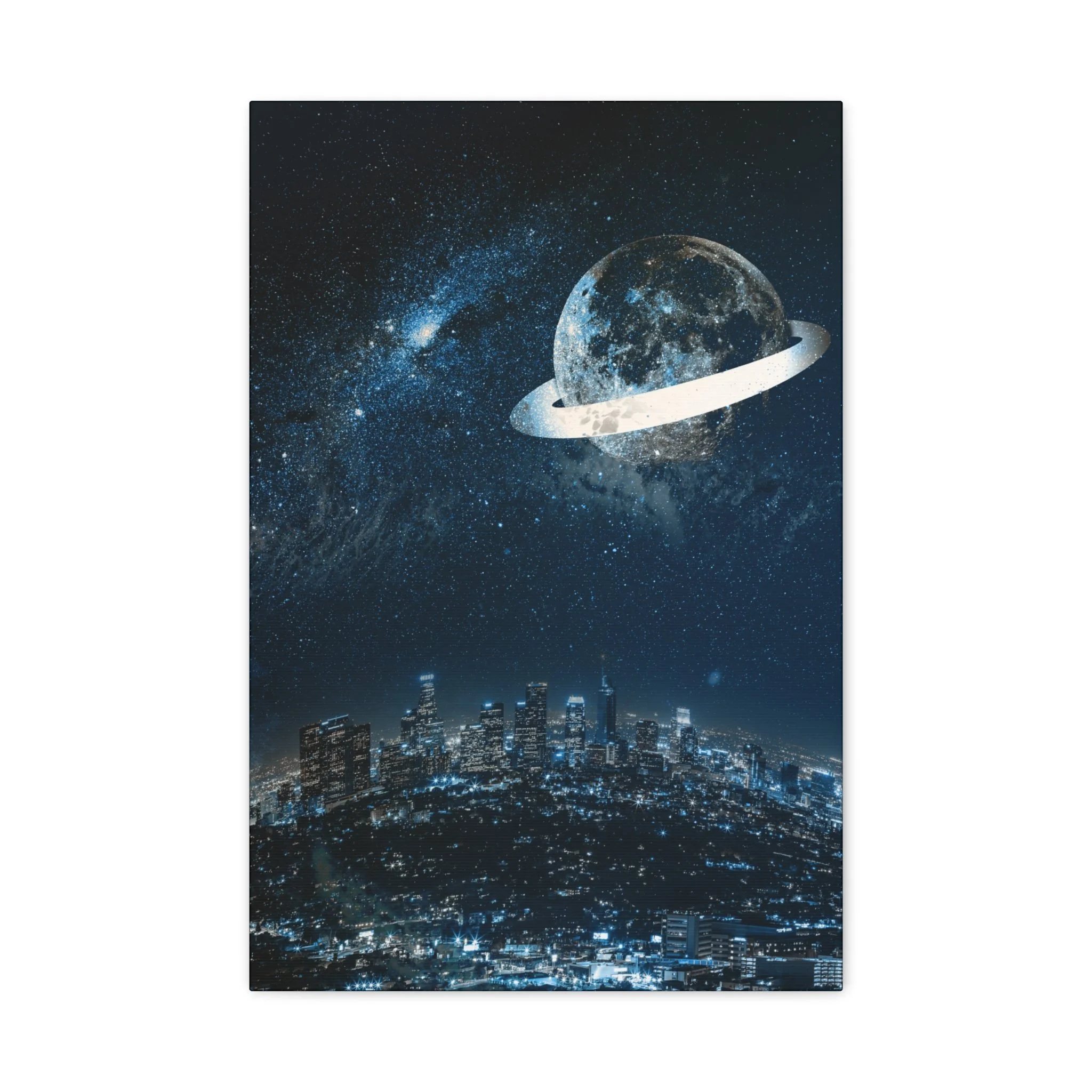 Starlight Cityscape - Celestial Moon Wall Art