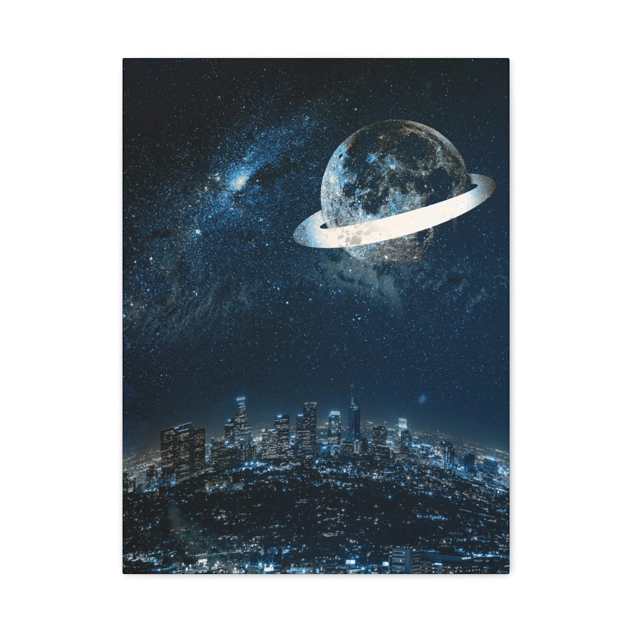 Starlight Cityscape - Celestial Moon Wall Art