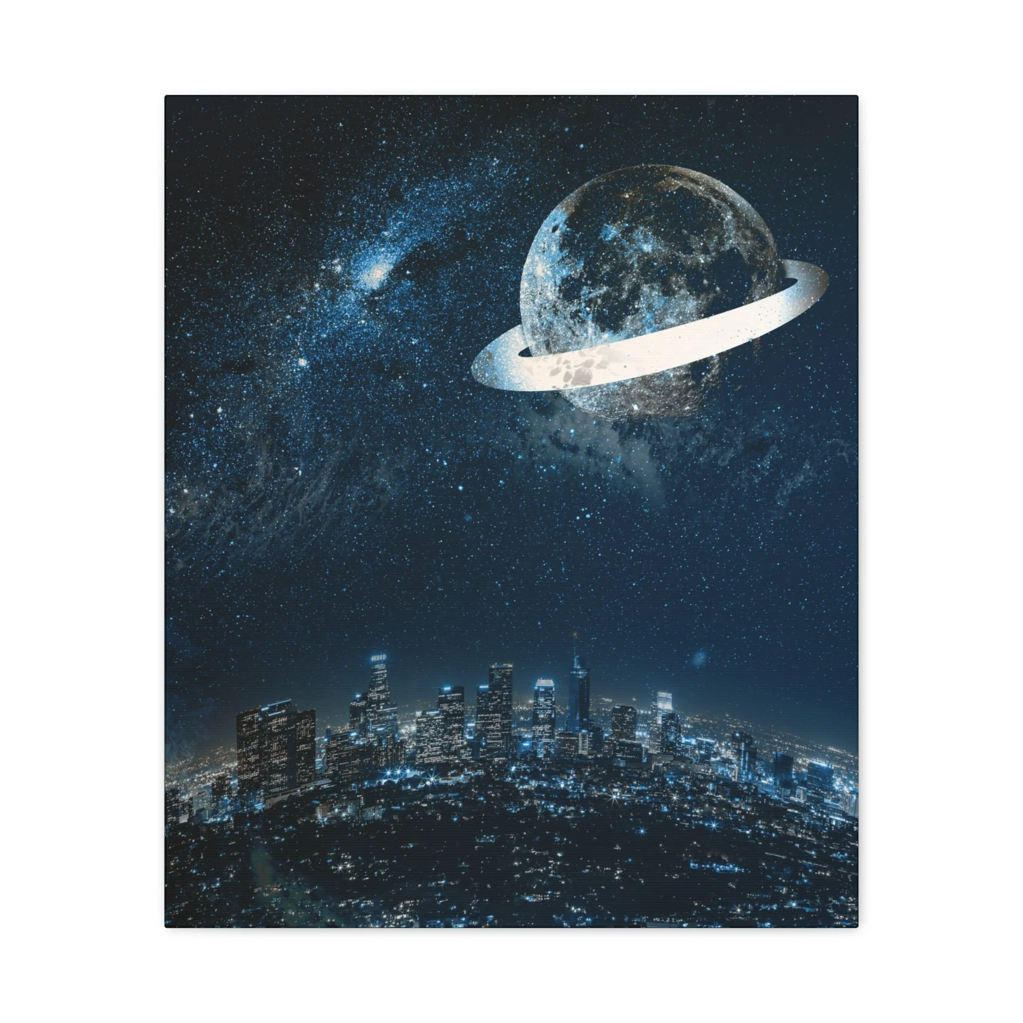 Starlight Cityscape - Celestial Moon Wall Art