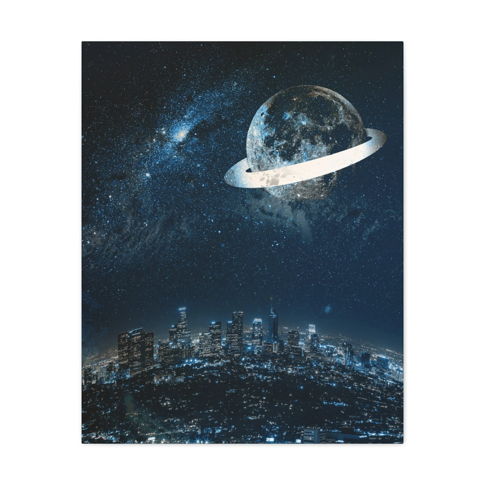 Starlight Cityscape - Celestial Moon Wall Art