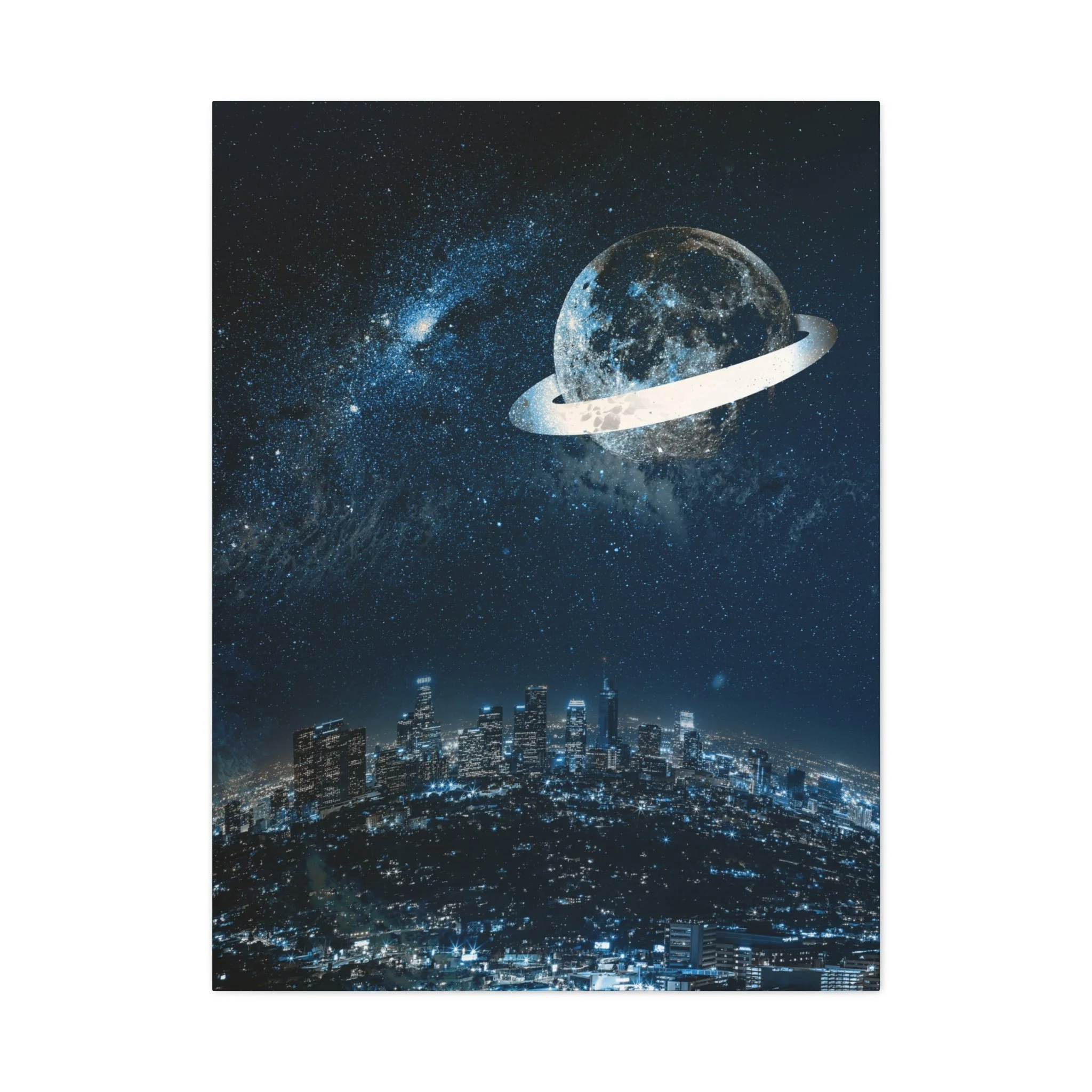 Starlight Cityscape - Celestial Moon Wall Art