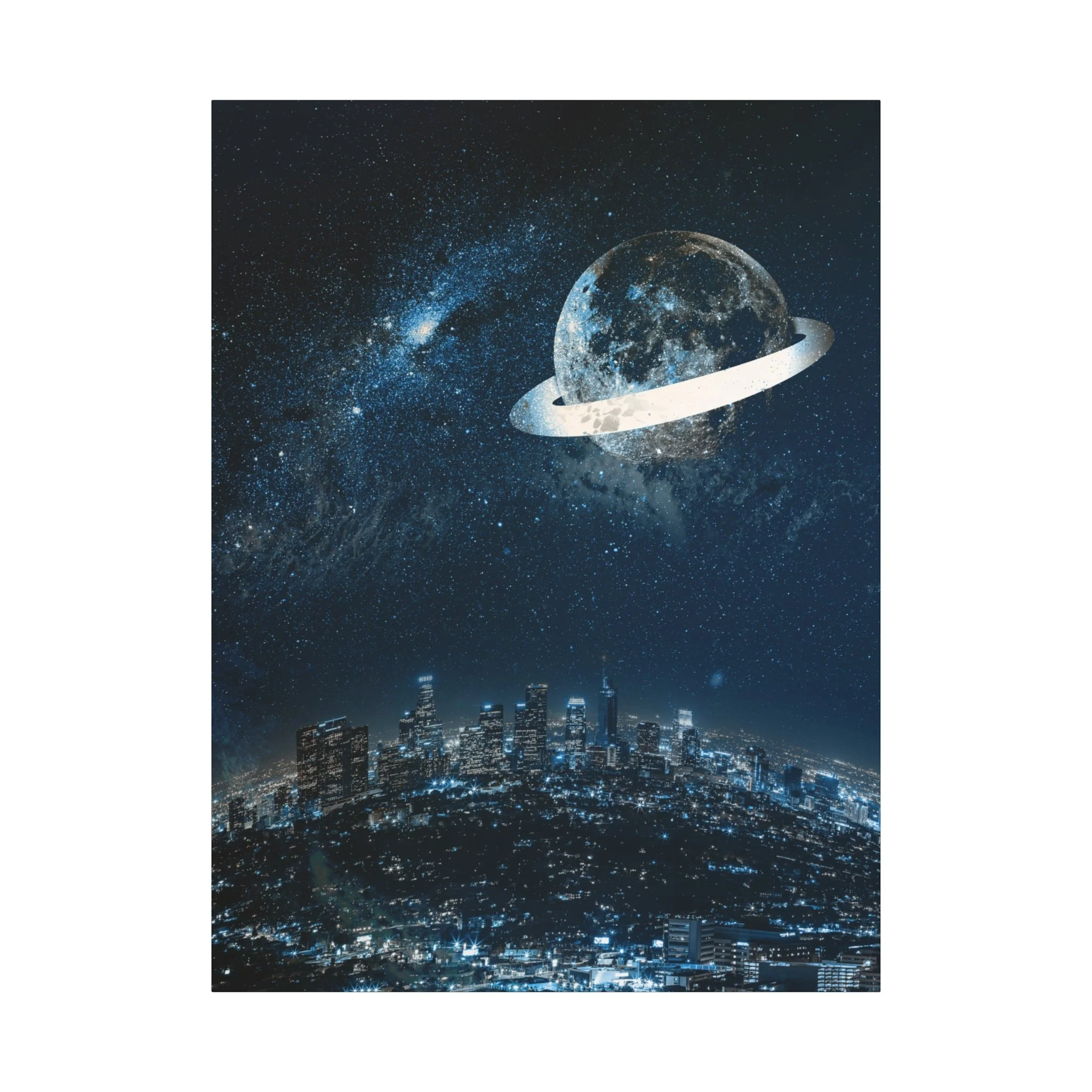 Starlight Cityscape - Celestial Moon Wall Art