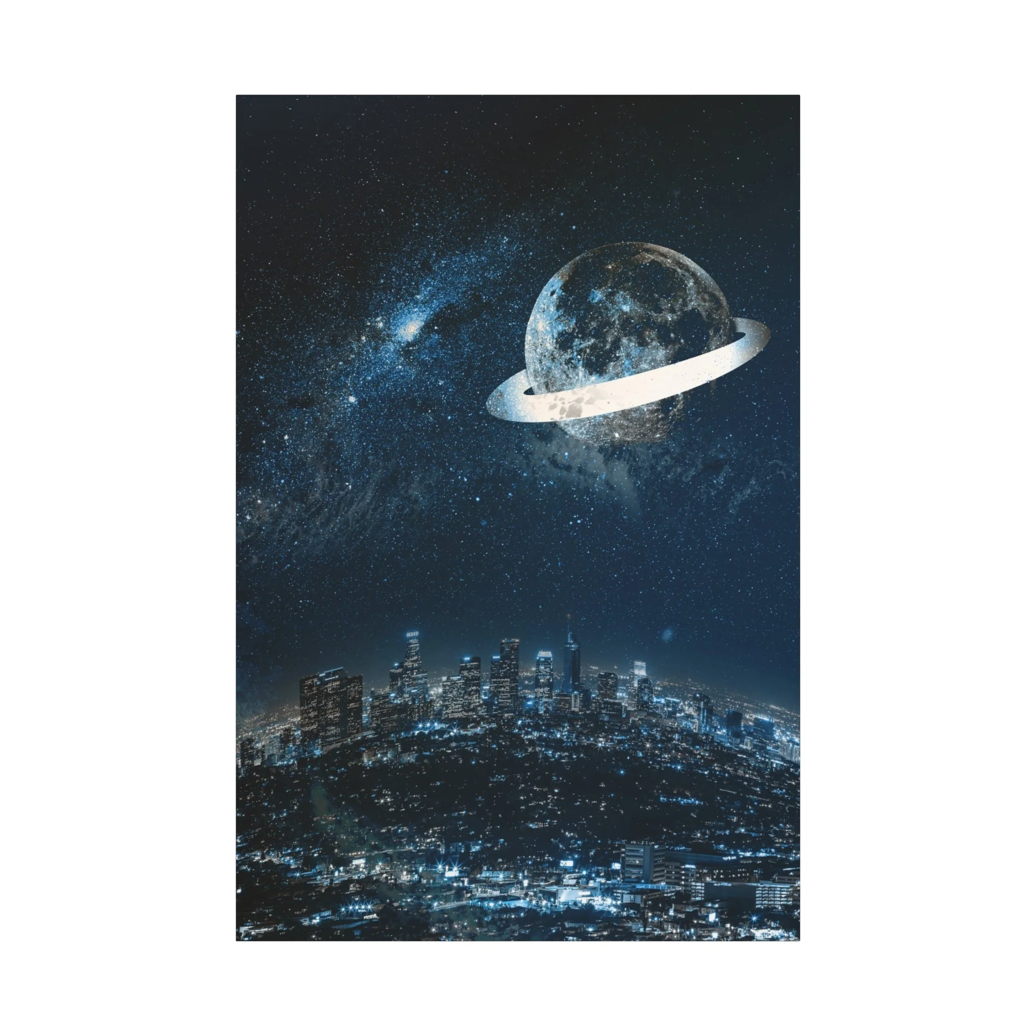 Starlight Cityscape - Celestial Moon Wall Art