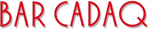 Stylized red and black text spelling 'BAR CAD Q' with a graffiti-style font.