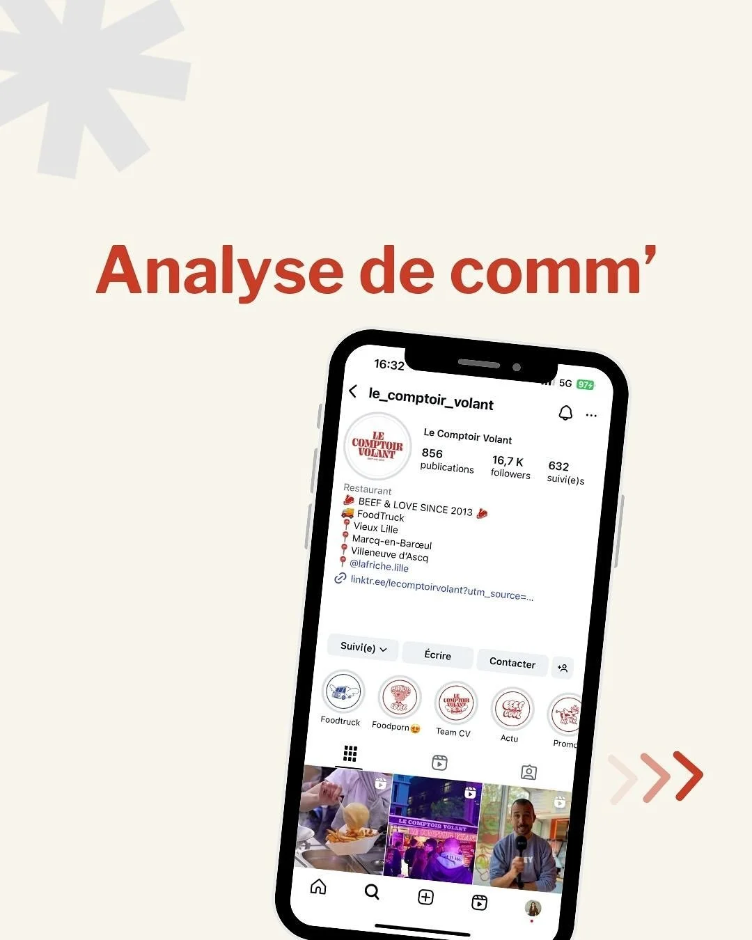 ANALYSE DE COMM’ 🤳😎
Aujourd’hui, on analyse la comm’ de notre restaurant préféré Comptoir Volant ! 
Comptoir Volant, c’est plus de 10 ans de burgers, une comm’ reconnaissable et qui fait un carton