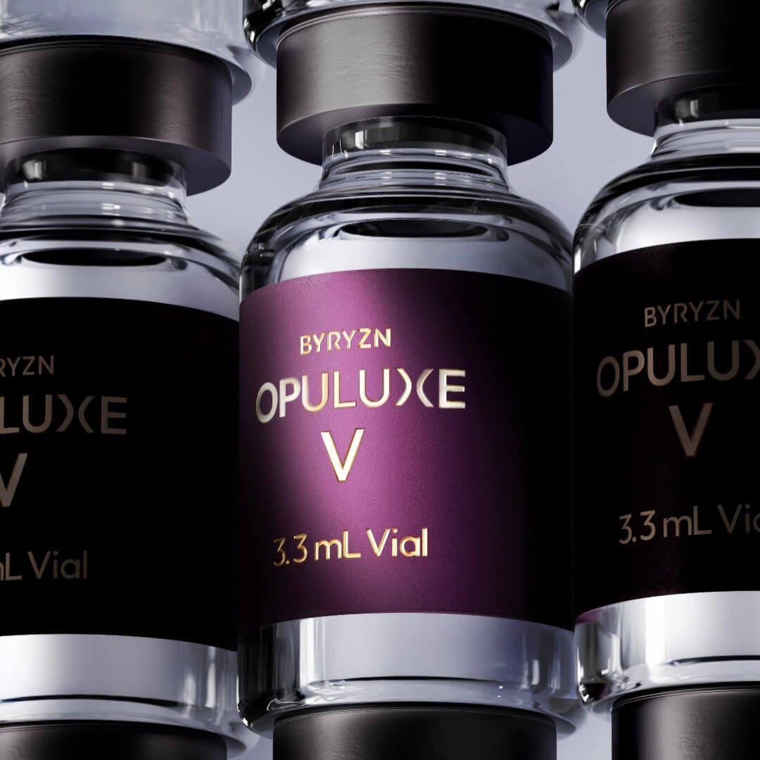 Close-up of Byryzn Opuluxe V treatment vials.