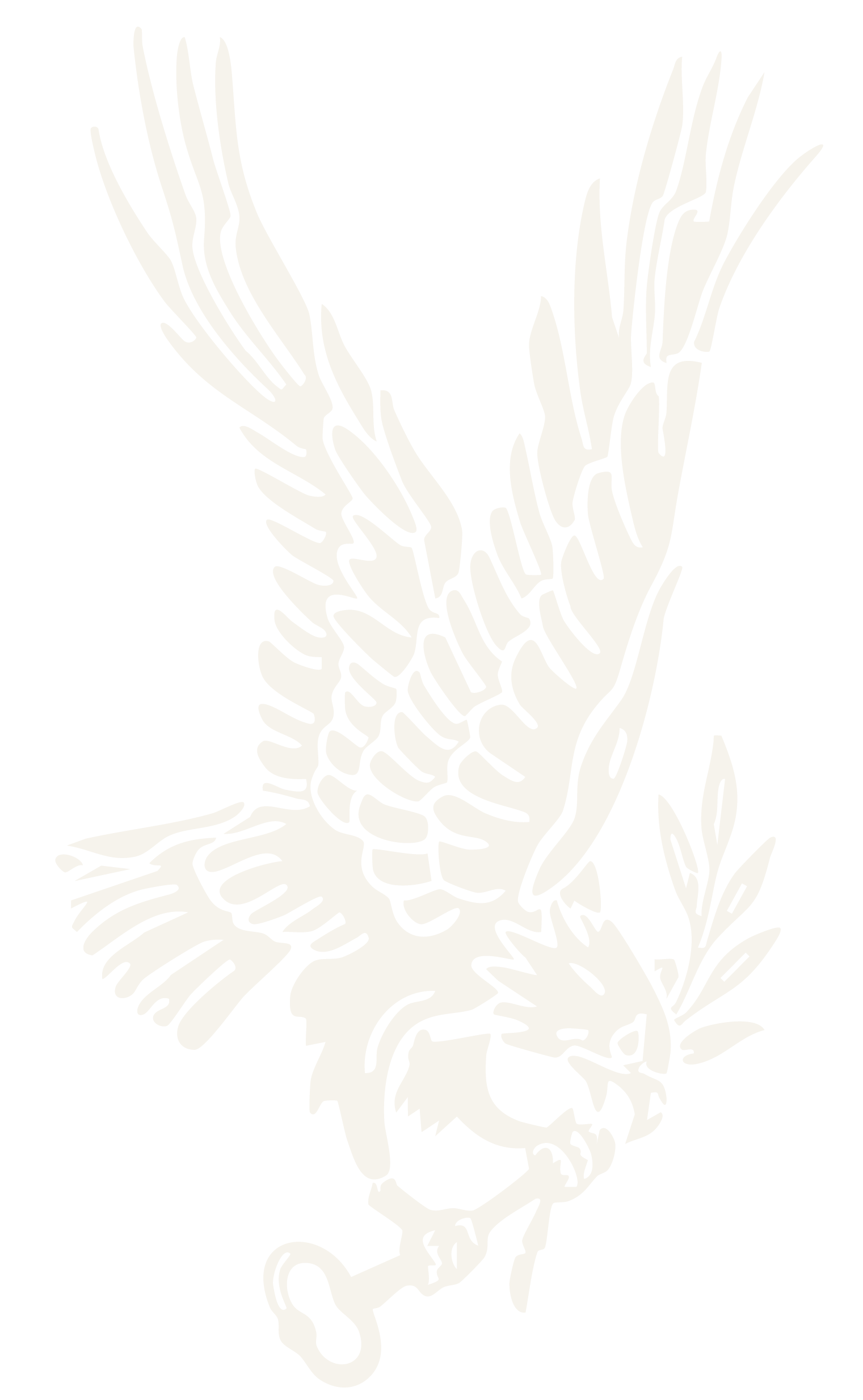 A black and white illustration of an eagle holding a key and an olive branch in its talons.