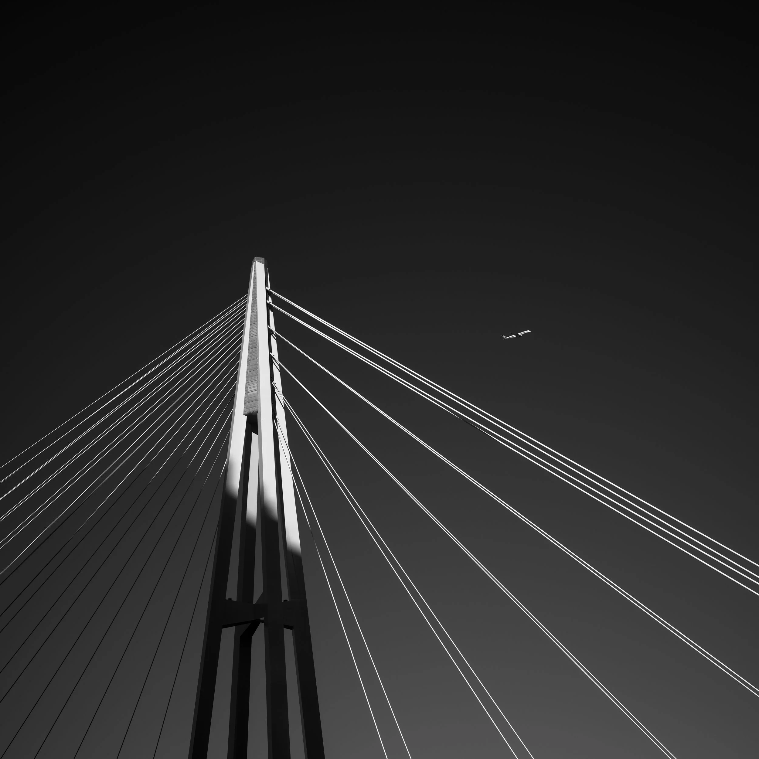 Black and white photo of Kangaroo Point Bridge
