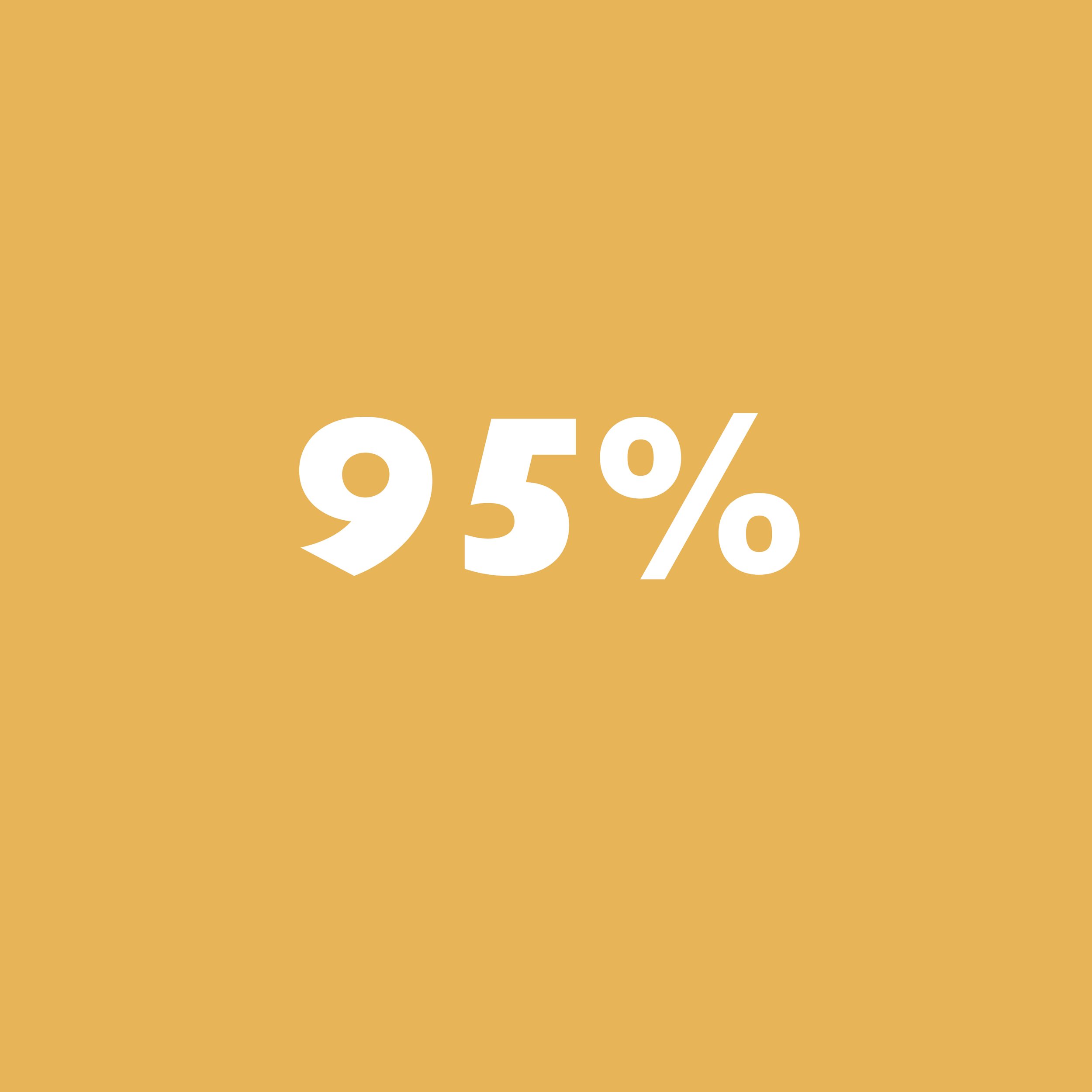 White text displaying '95%' on a yellow background.