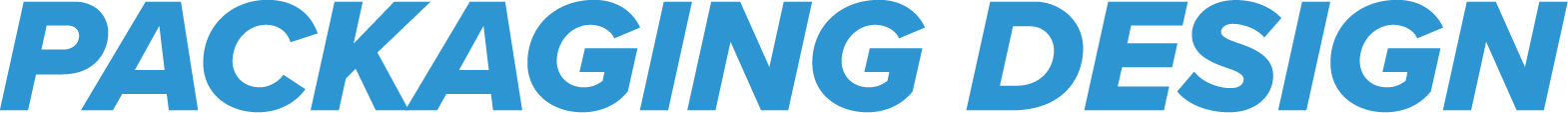 Text reading 'PACKAGING DESIGN' in bold blue letters.