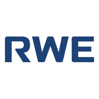 Das RWE-Logo, bestehend aus einem blauen Schriftzug auf schwarzem Hintergrund.