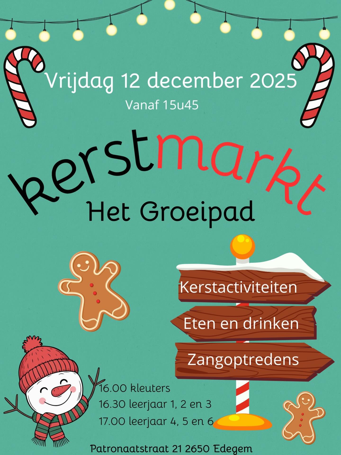 🎄 Kerstmagie op Het Groeipad 🎄 

We nodigen jullie  graag uit voor een avond vol lekkers, lichtjes, gezelligheid en samen zijn.
Tot dan! ✨