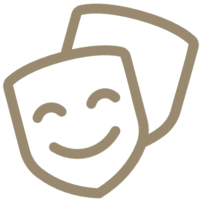 Cheerful comedy and tragedy theatrical masks icon