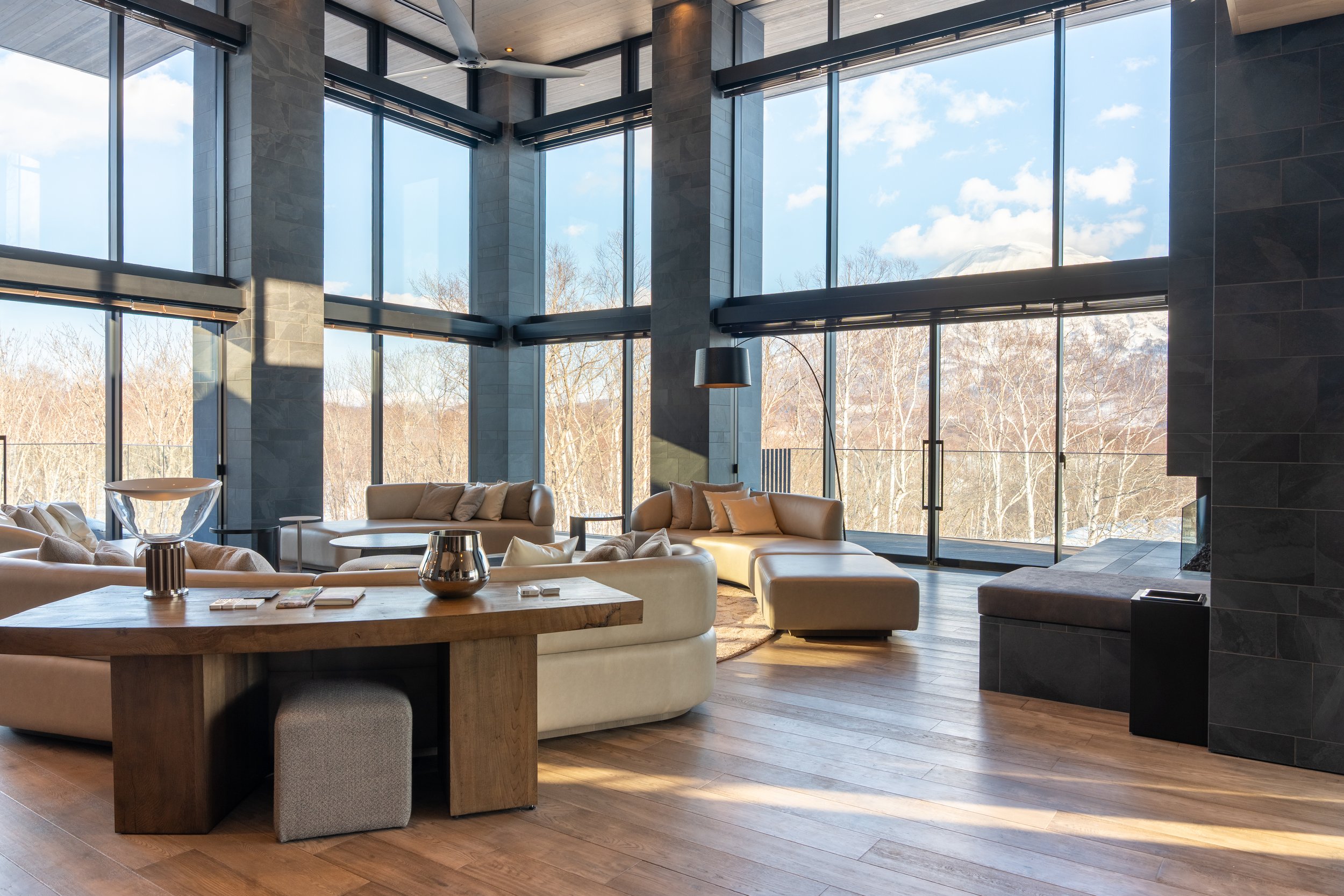 Corniche Hirafu Luxury Chalet in Niseko, Open Plan Living Room