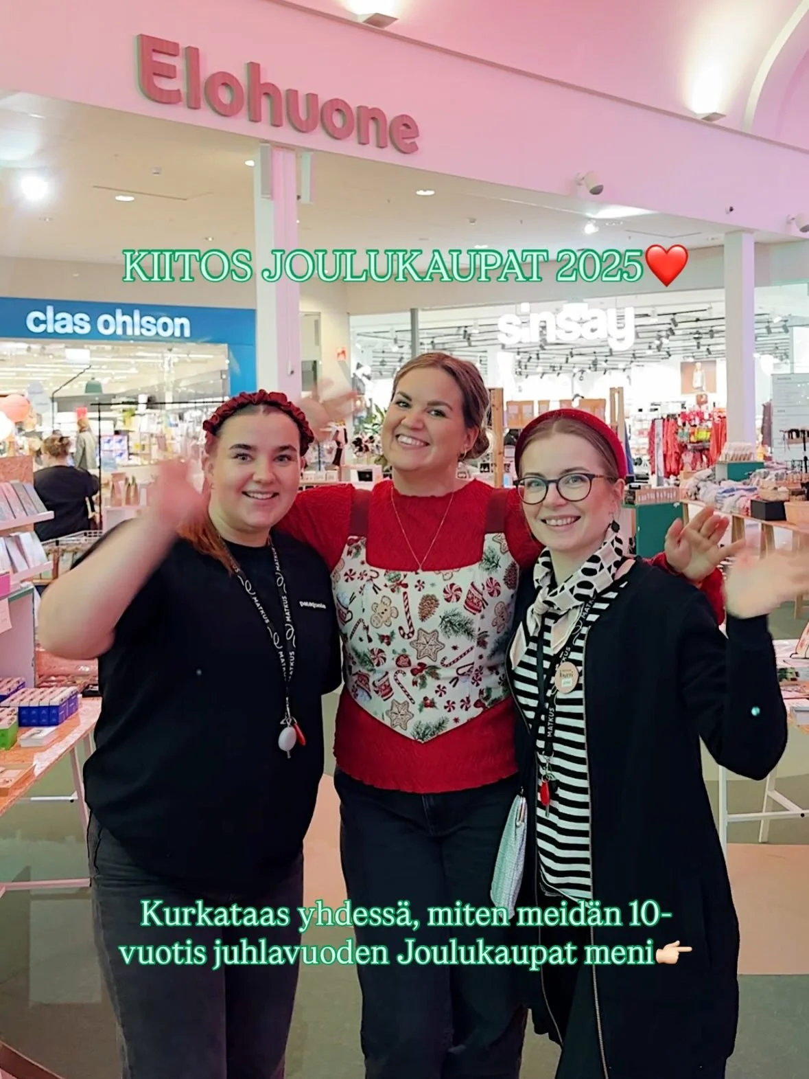 Joulukauppojen 10-vuotisjuhlavuosi on nyt ohi ja on aika kiitt&auml;&auml; teit&auml;🥰 KIITOS KAVERIT!

T&auml;st&auml; on hyv&auml; jatkaa kohti vuotta 2026. Kev&auml;&auml;n tapahtumien suunnittelu on jo t&auml;ydess&auml; vauhdissa, pian kuulette