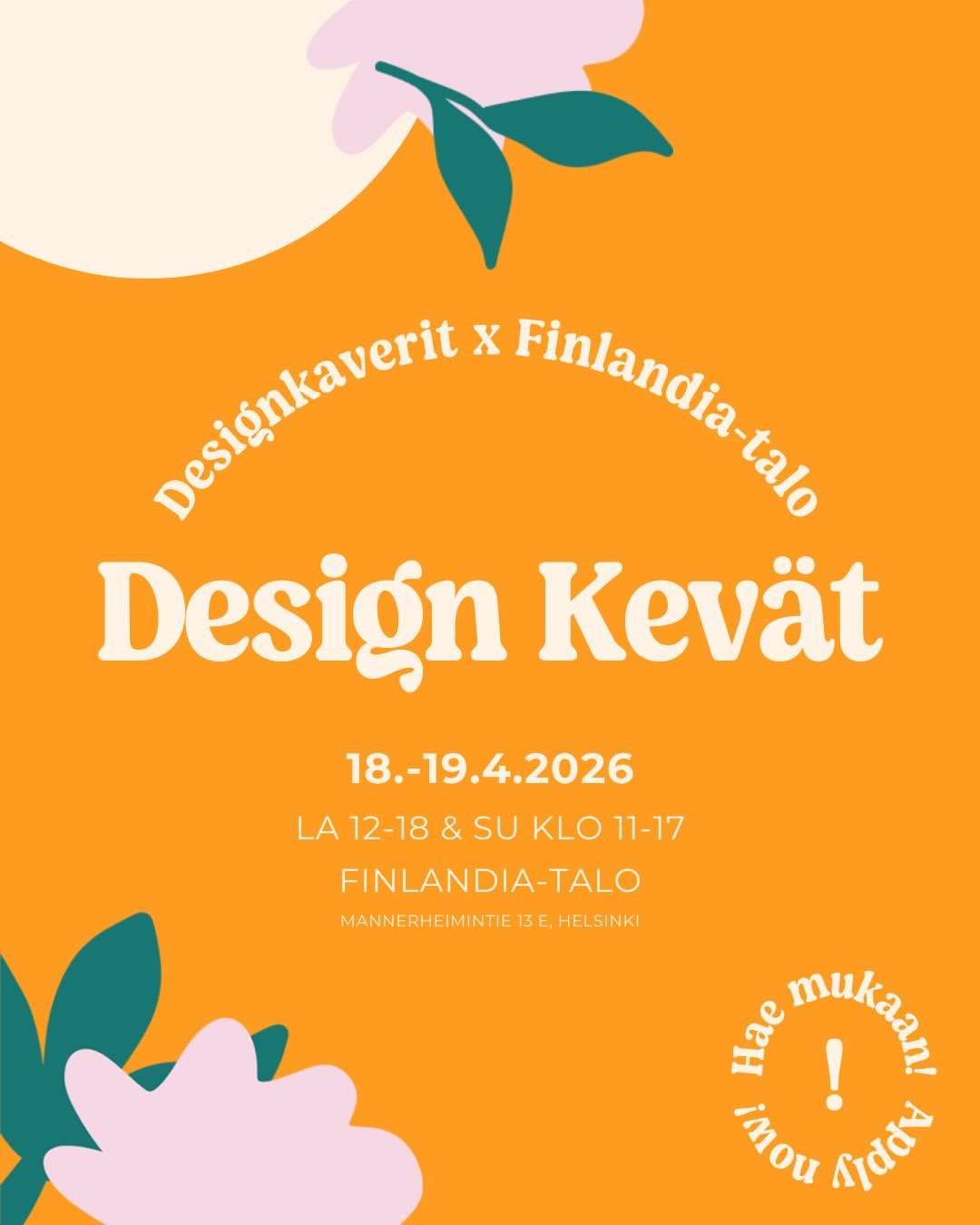 ✨UUTTA! Design Kev&auml;t 2026✨

T&auml;n&auml; vuonna Design Joulu saa rinnalleen uuden tapahtuman Design Kev&auml;&auml;n! N&auml;hd&auml;&auml;n ikonisessa Finlandia-talossa 18.-19.4.2026🧡

Design Kev&auml;t kokoaa yhteen kotimaisen muotoilun hel