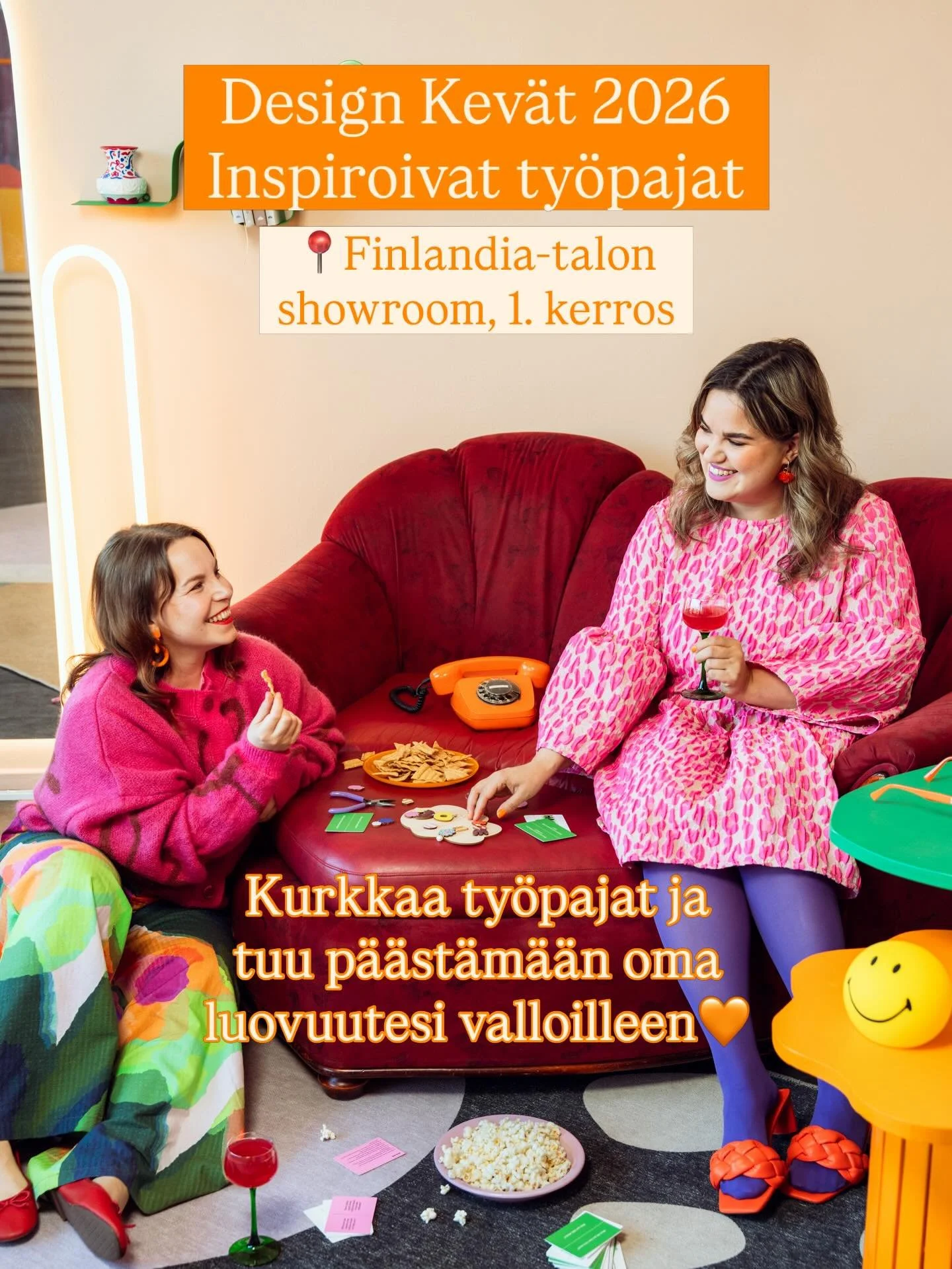 Design Kev&auml;&auml;ss&auml; p&auml;&auml;set osallistumaan inspiroiviin ty&ouml;pajoihin Finlandia-talon showroomissa 1.kerroksessa😍

Tuu tekem&auml;&auml;n vaikkapa koru tai kynttil&auml; lahjaksi, kranssi kotia pirist&auml;m&auml;&auml;n, nautt