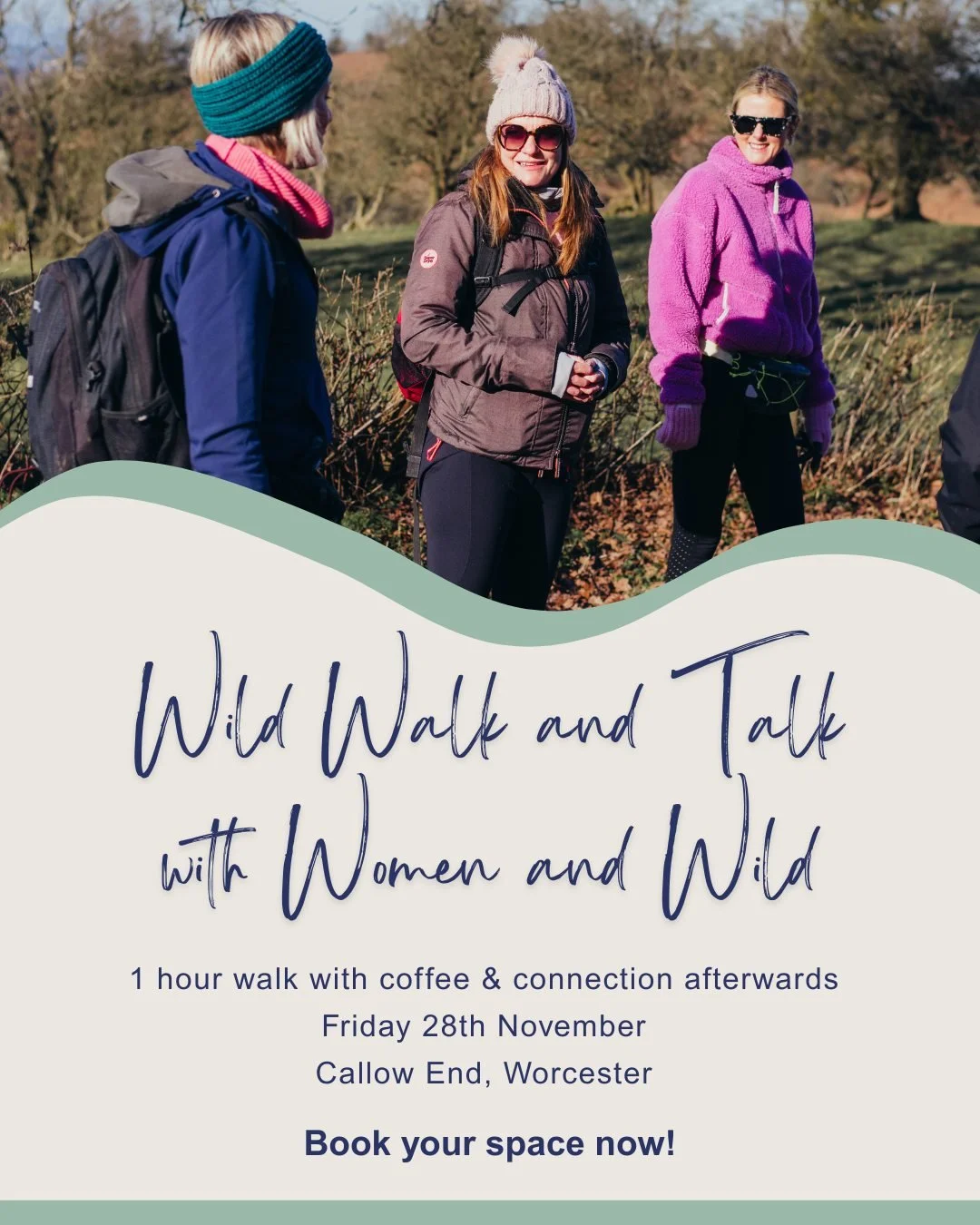 ✨ November Women &amp; Wild meet-up ✨

Come as you are, pop your trainers on and join us for our very first Wild Walk &amp; Talk.

We&rsquo;ll meet at @shopatthetopcallowend head out for a gentle 1 hour walk and finish with coffee and connection back