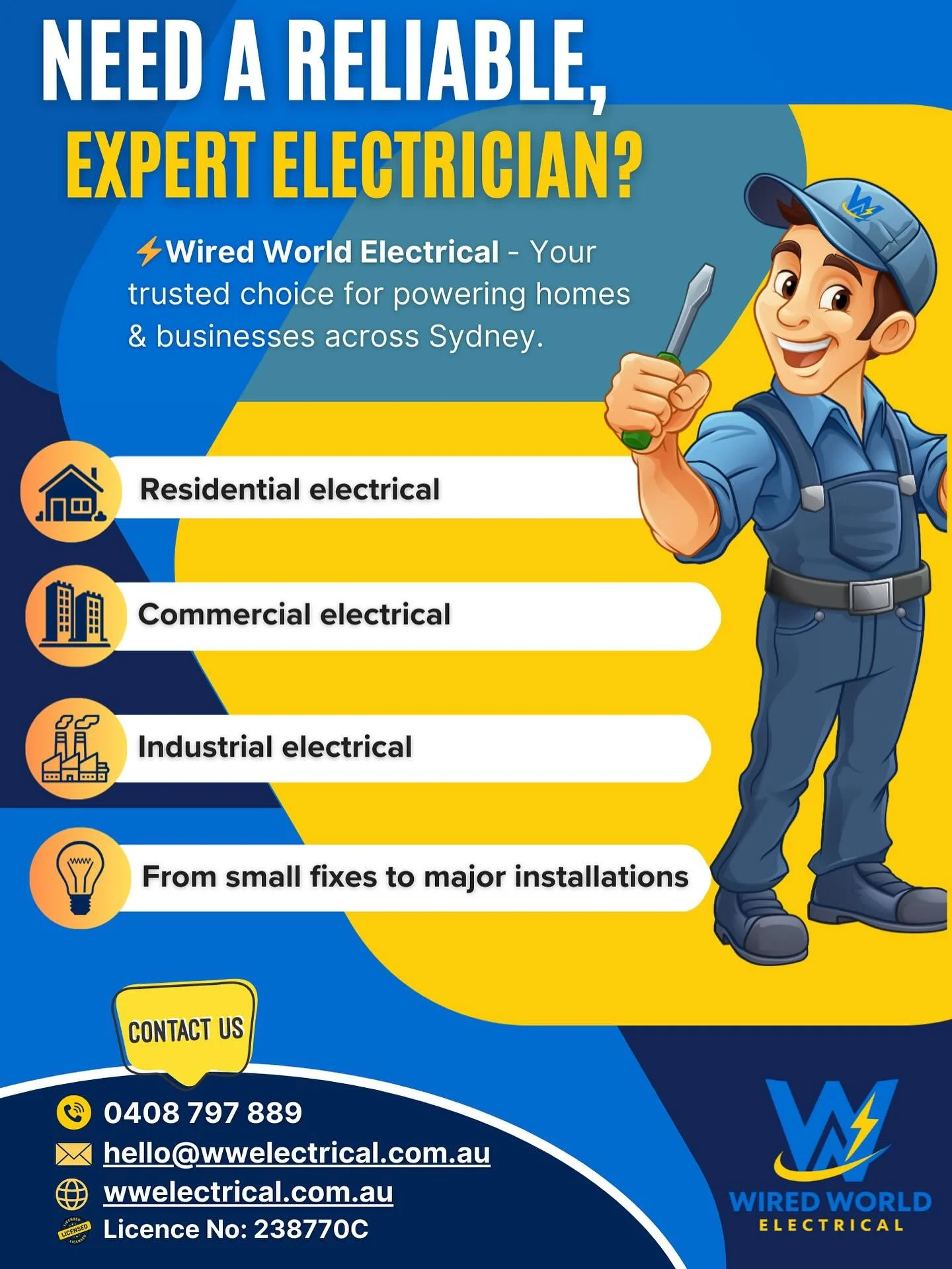 Whether it&rsquo;s a quick repair or a large project, you can trust us to get the job done right. 🔌⚡️

At Wired World Electrical, we&rsquo;re here to power your home or business with safe, efficient and professional service every time 💡

#electrici